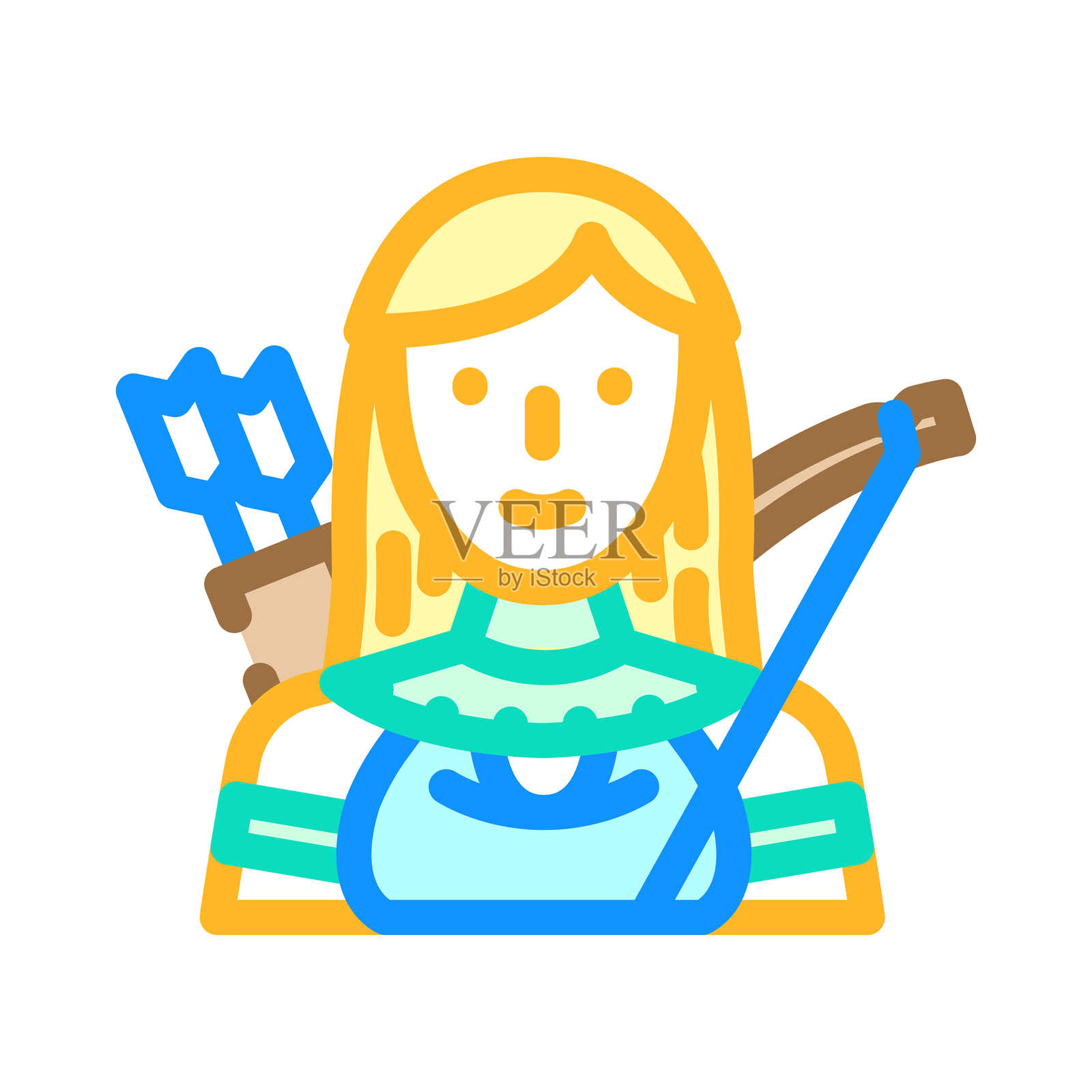 阿耳忒弥斯希腊女神古代彩色图标插图插画图片素材