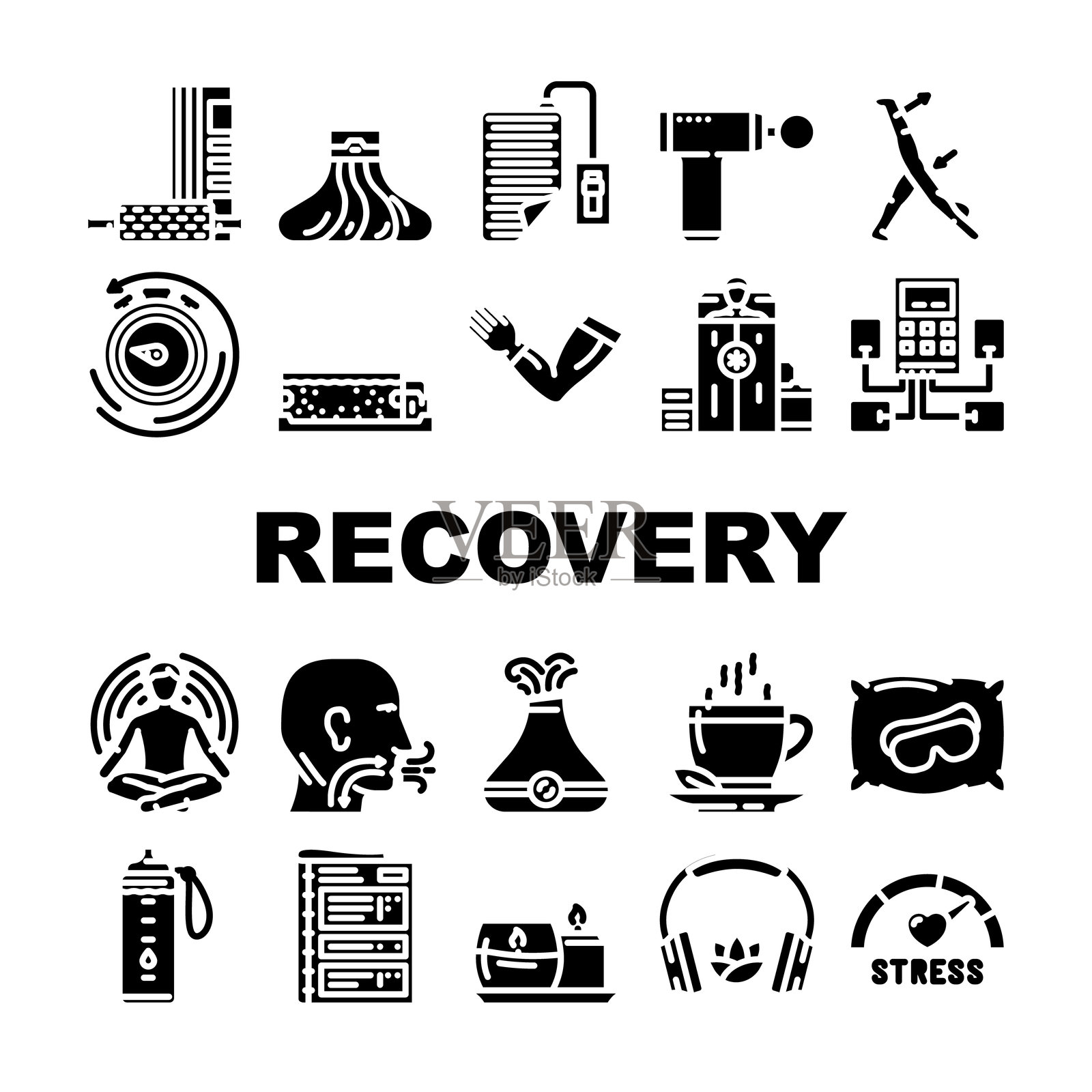恢复健康实践图标集矢量图插画图片素材