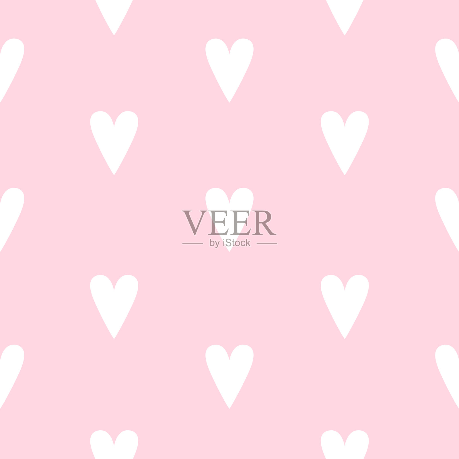 粉色背景上的无缝白色心形图案插画图片素材