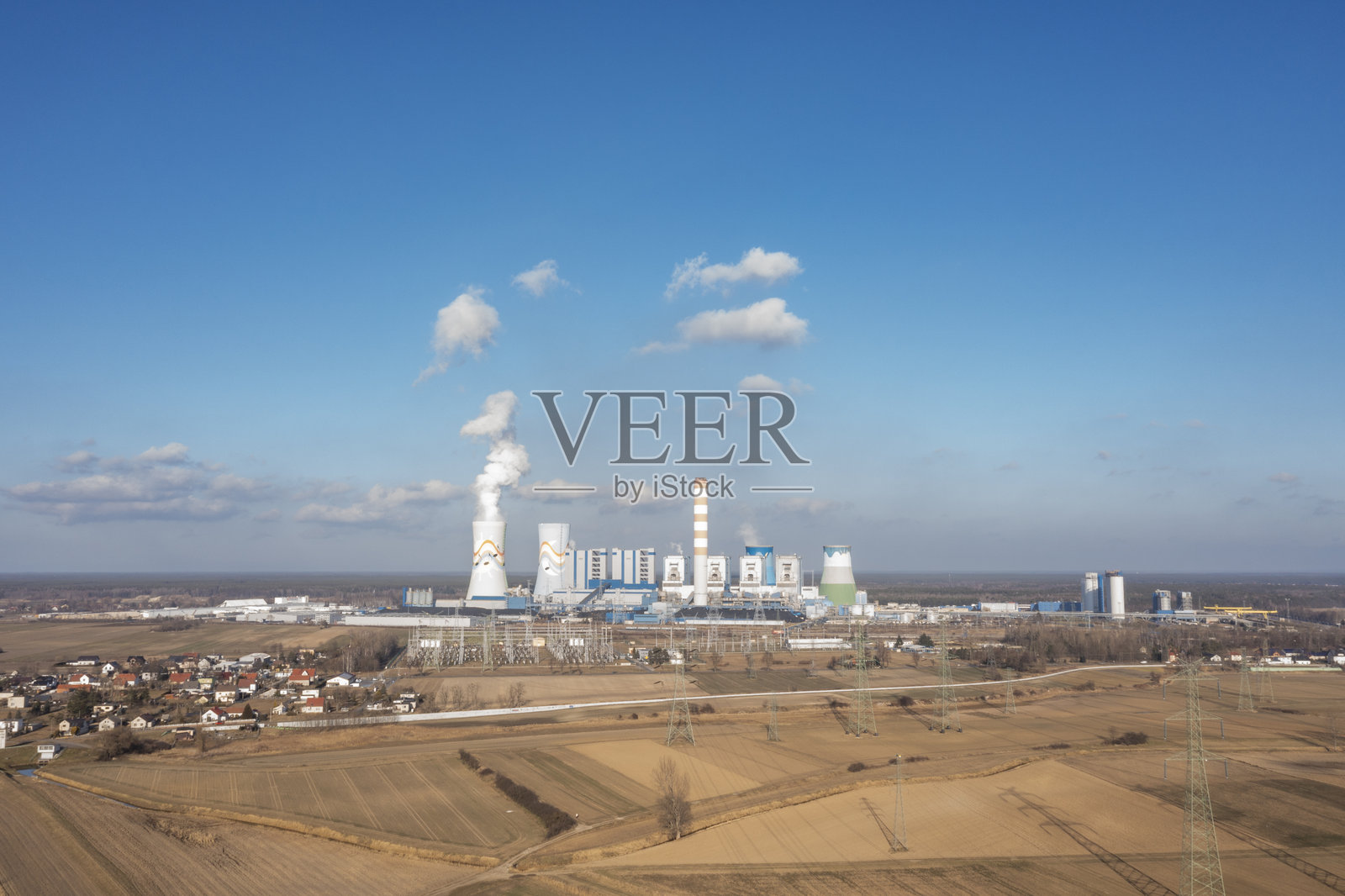 电厂的鸟瞰图照片摄影图片