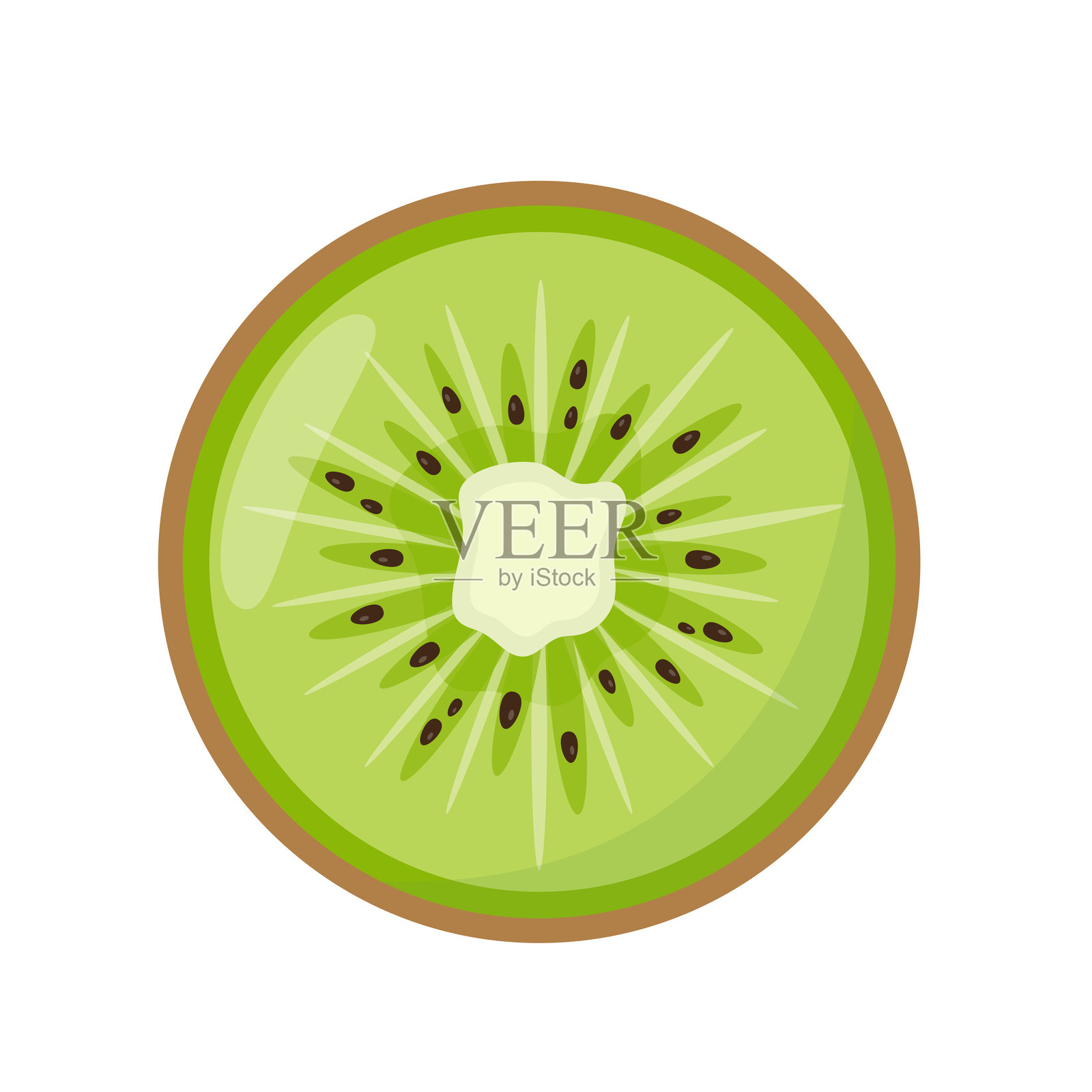 新鲜猕猴桃水果图标。热带猕猴桃切片。适合果汁、冰沙或维生素健康食品的有机水果。插画图片素材