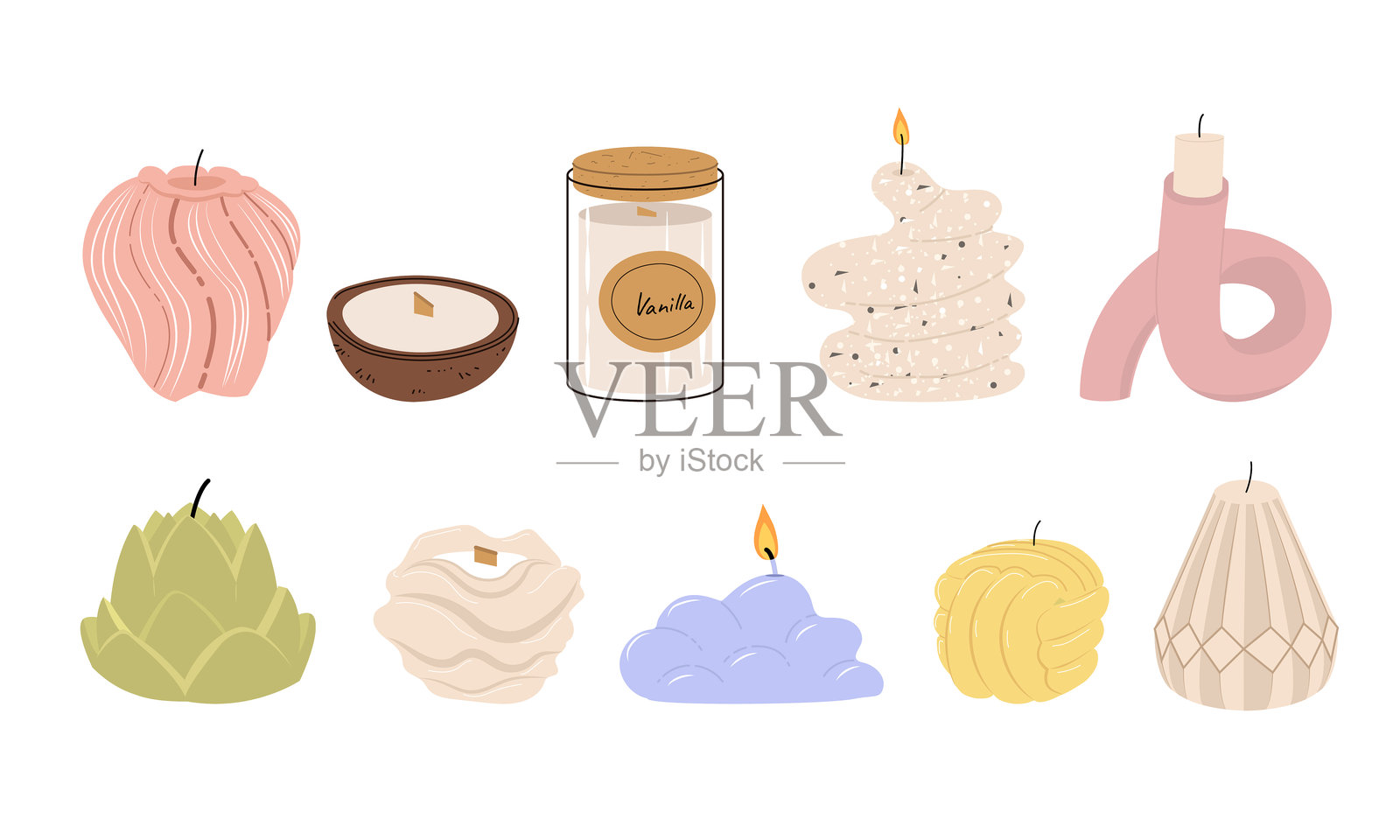 香氛蜡烛套装插画图片素材