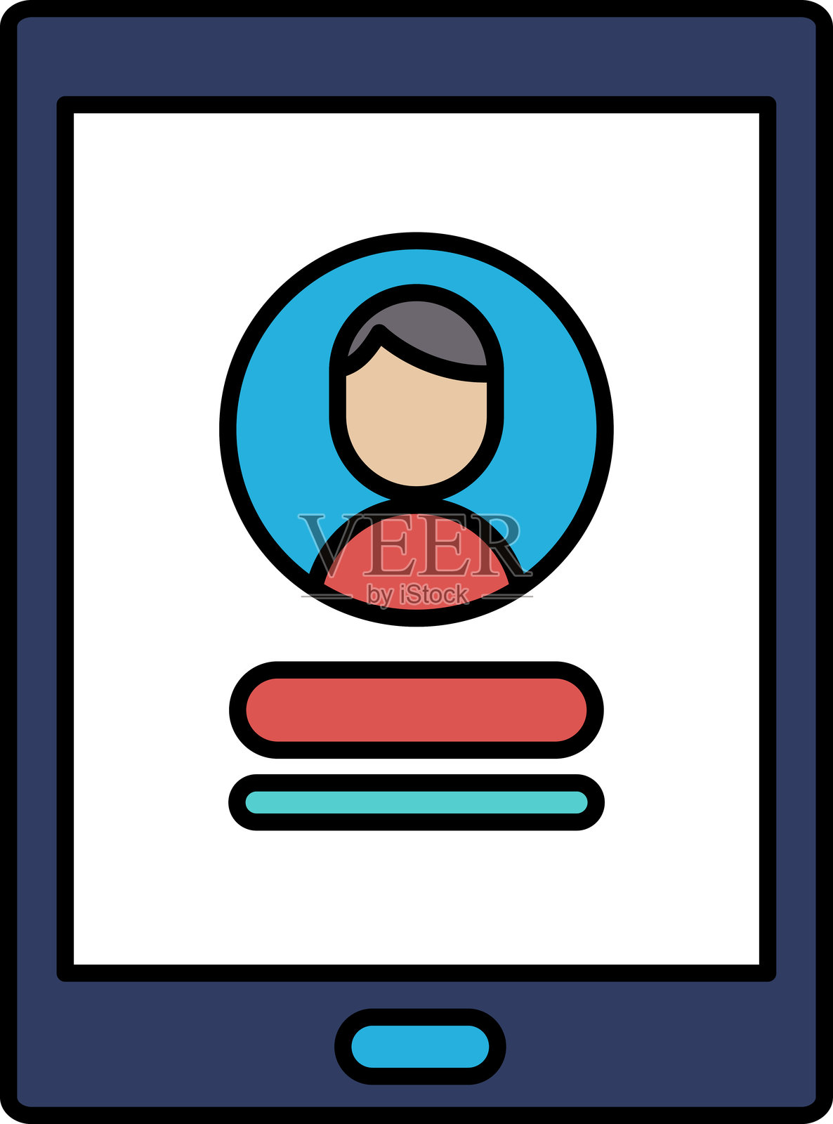 一块带有男人面孔的平板电脑插画图片素材