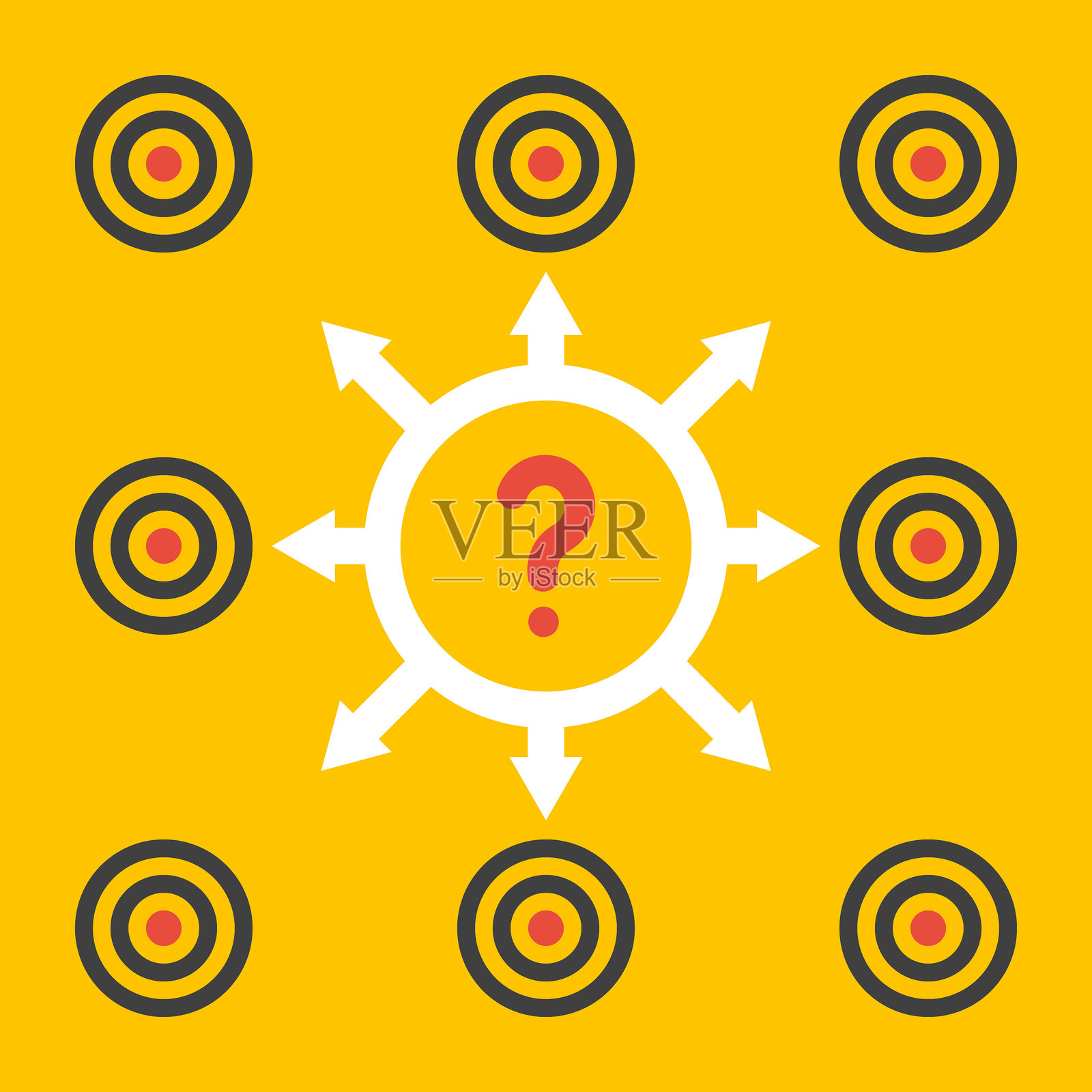 选择方式概念，许多机会的矢量插图，环形交叉路口和8个出口，选择的路径选项插画图片素材