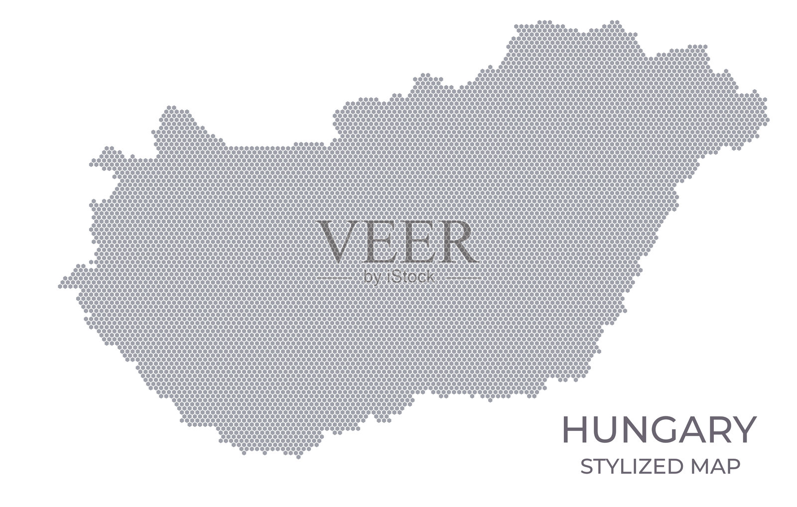 由六边形构成的匈牙利风格化地图插画图片素材