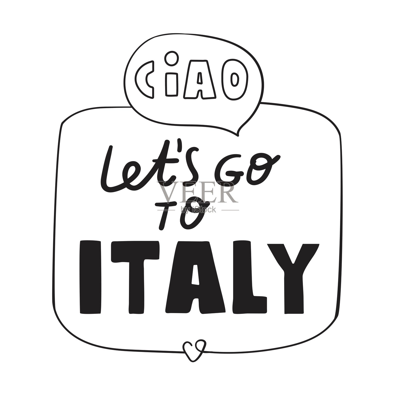 徽章。让我们去意大利。手绘矢量设计。插画图片素材