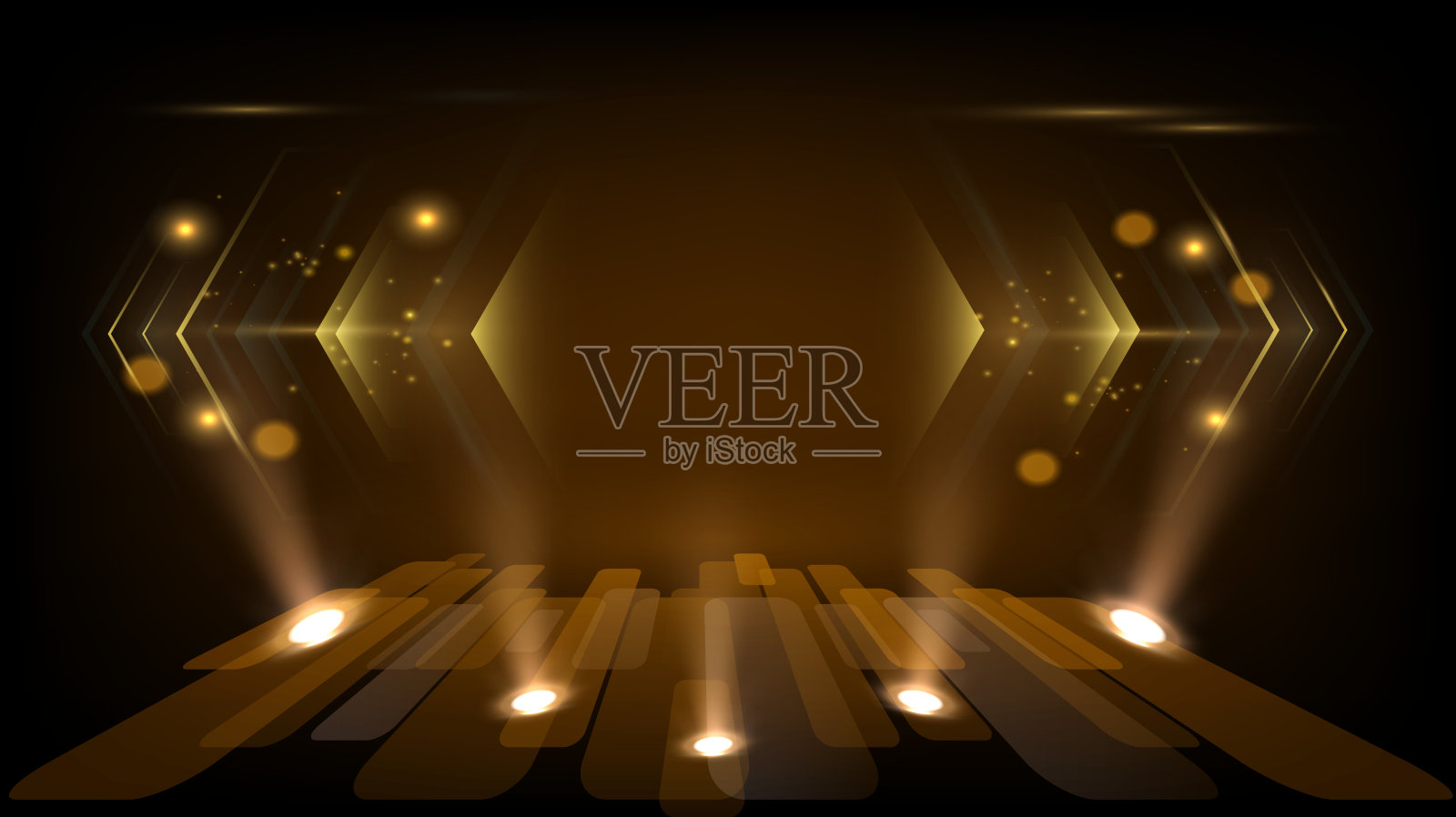 黑色和金色背景的抽象几何形状奢华设计壁纸。逼真的层次优雅未来感光泽。封面布局模板。插画图片素材