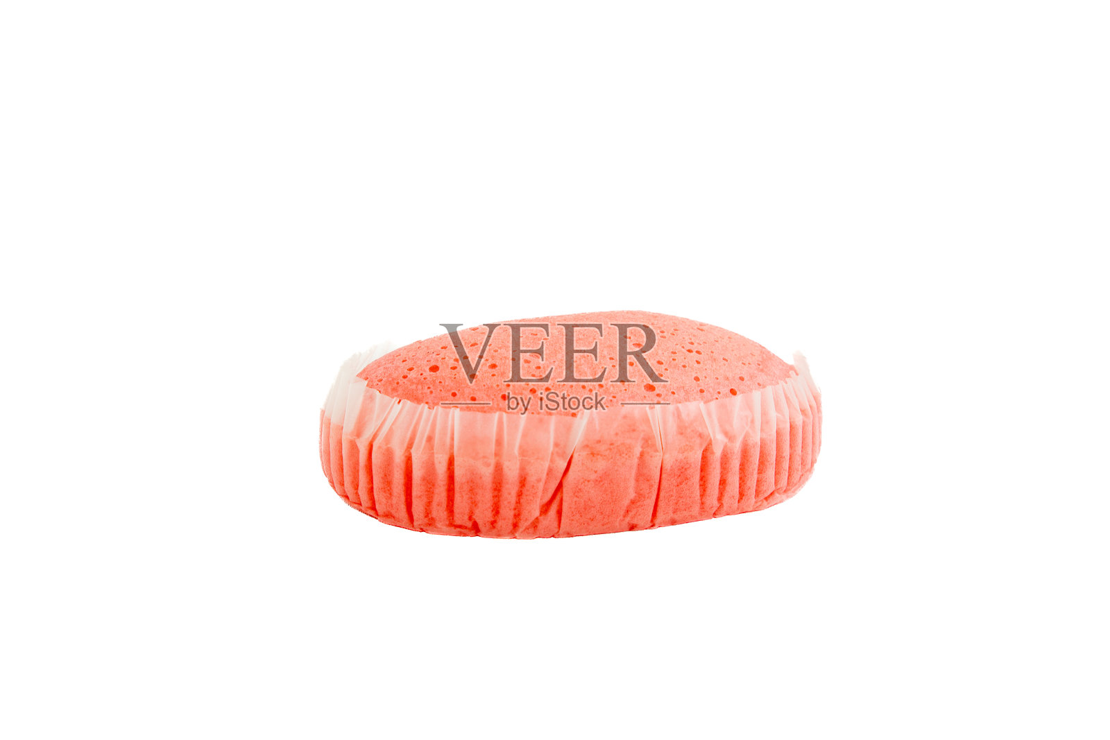 美味的甜点。白色背景上的粉色面包。糖果产品。照片摄影图片