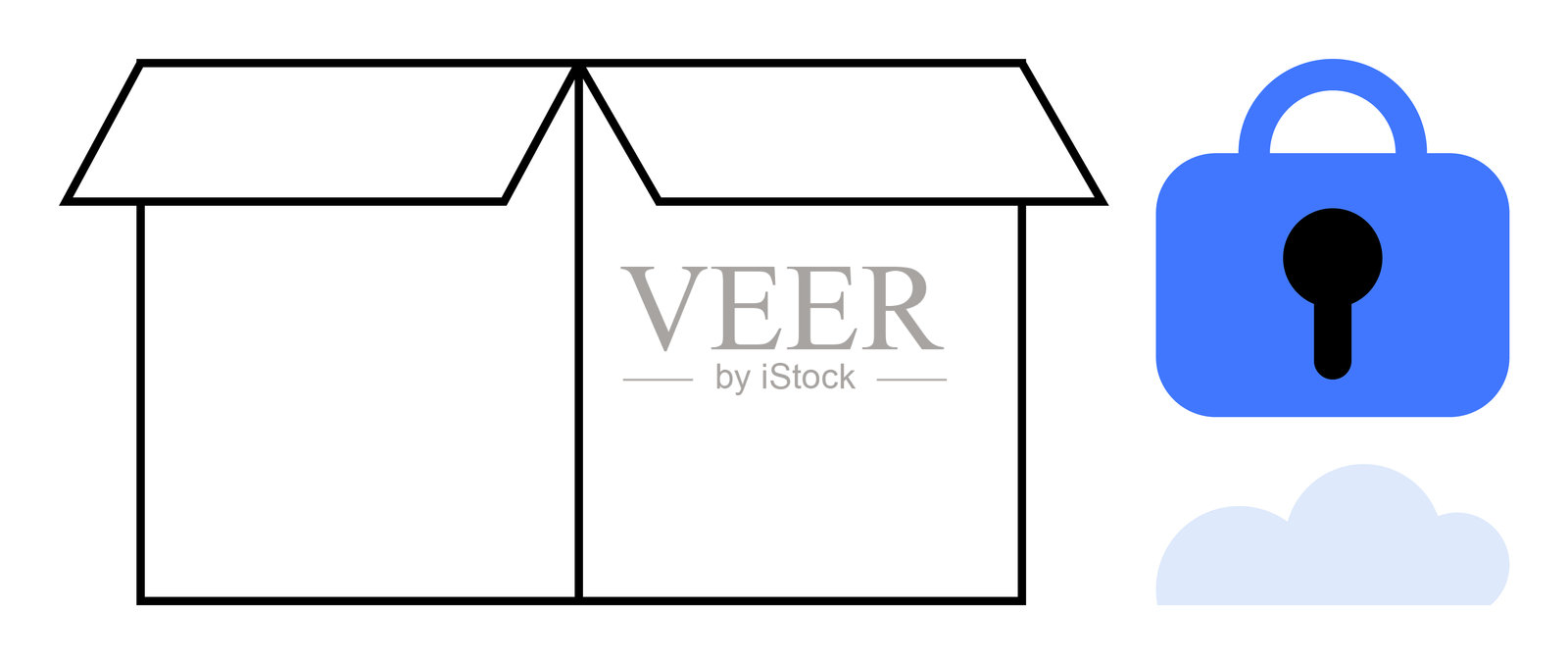 带锁的纸箱与云存储符号插画图片素材