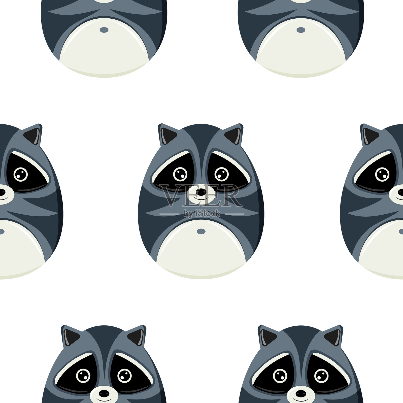 浣熊图案的复活节彩蛋插画图片素材