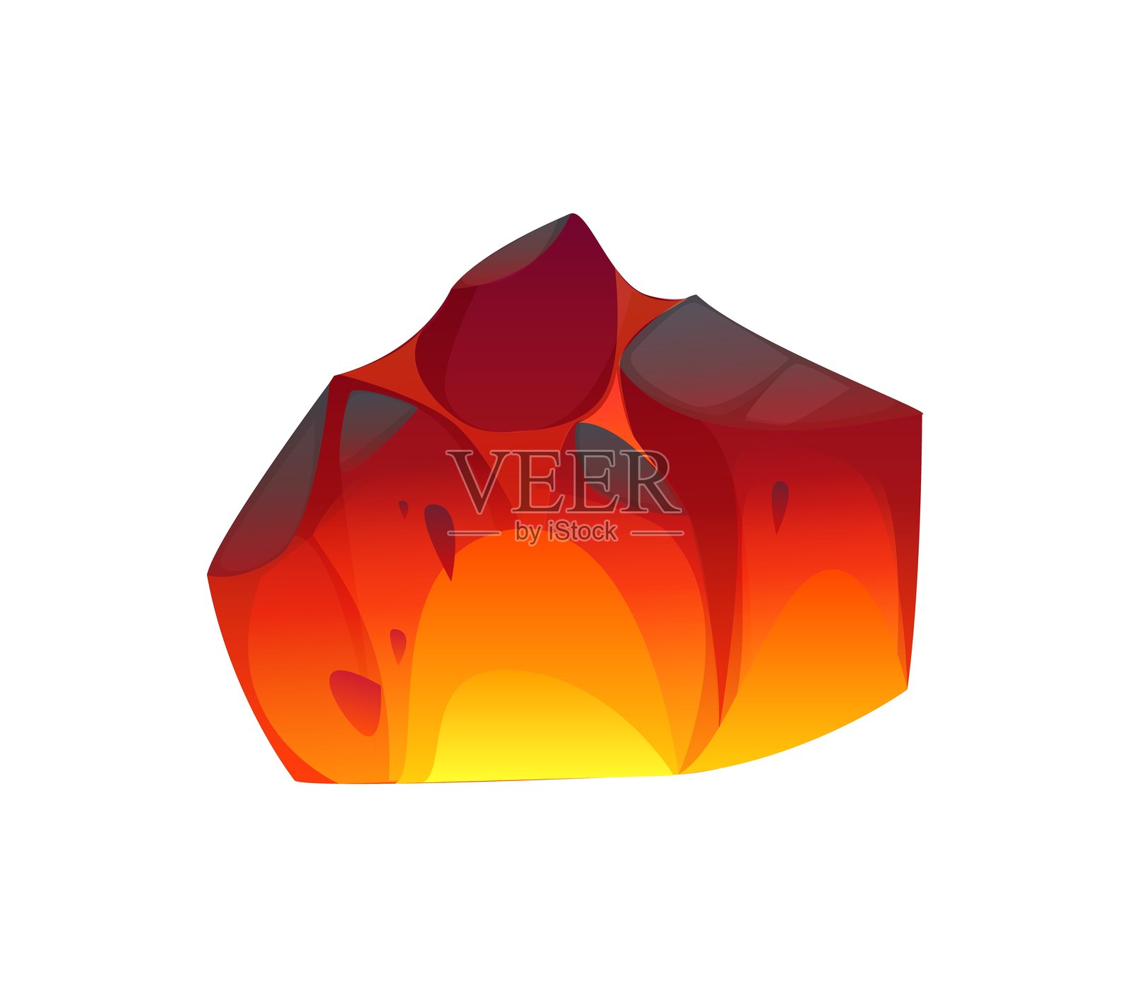 卡通炭火烧烤的单块炭火插画图片素材