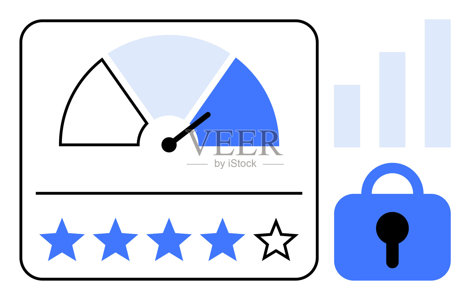 客户反馈评分与安全性和增长的柱状图插画图片素材