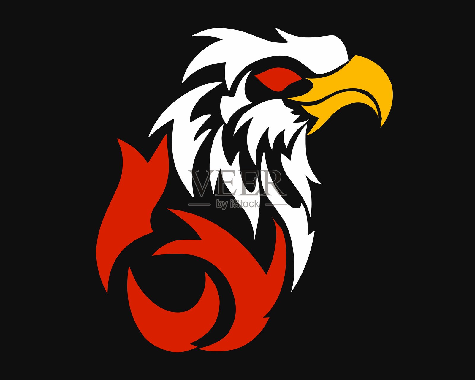 抽象部落艺术图案，适合纹身和符号的鹰插画图片素材