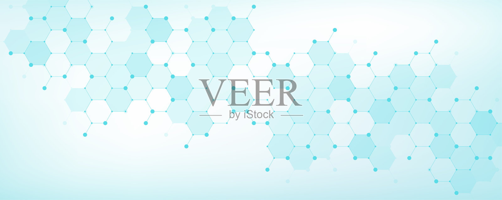 现代医疗或医学背景设计。医疗创新概念。横幅网页头部。具有六边形形状的抽象几何背景，适用于医学、科学和化学。插画图片素材