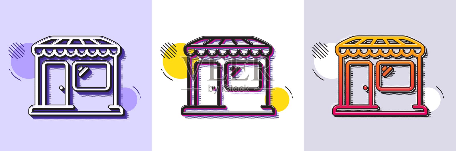 市场线图标。批发商店标志。半色调点阵图案。矢量图。插画图片素材