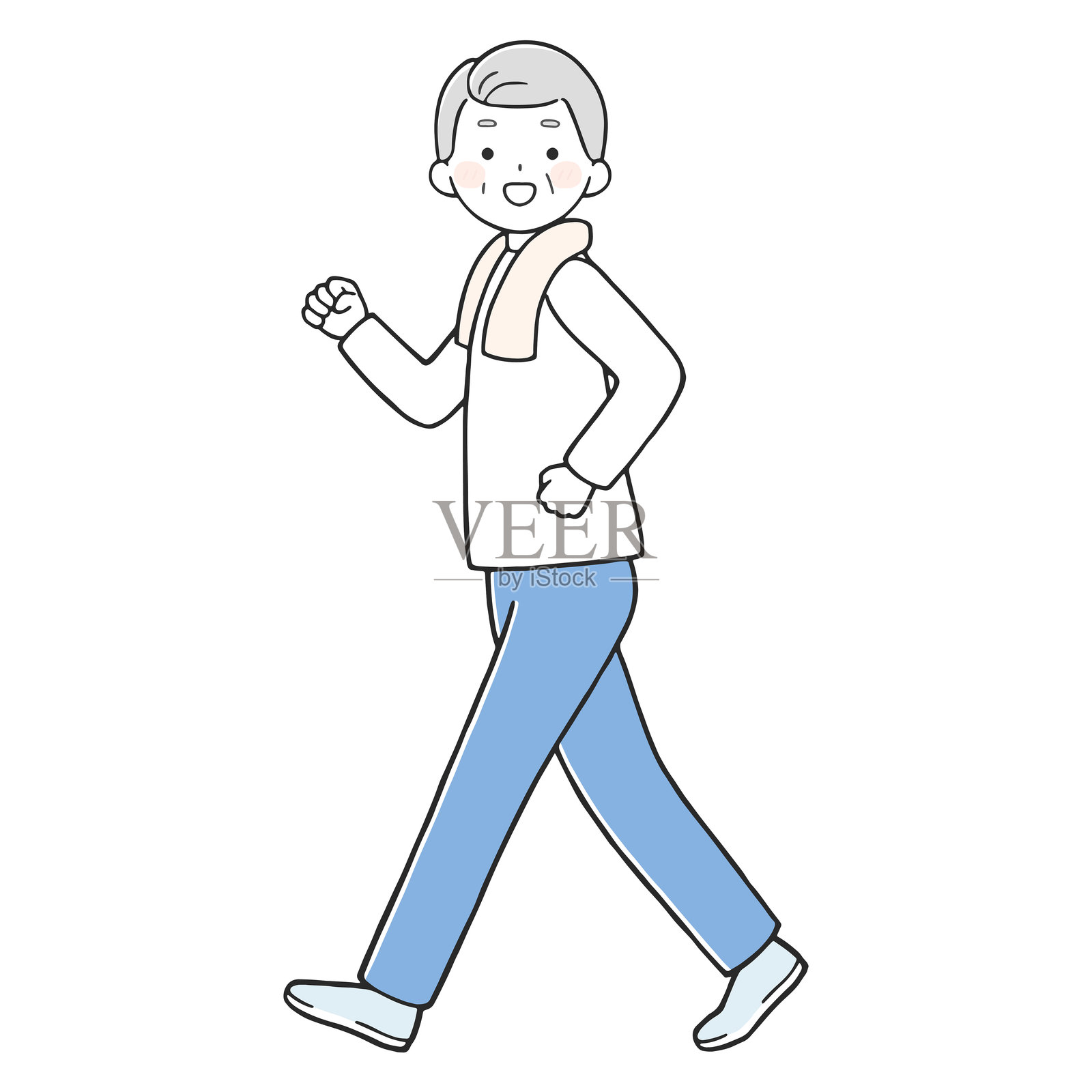 可爱的爷爷慢跑的插图插画图片素材