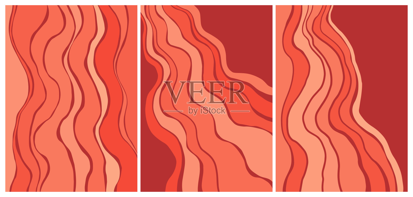 波西米亚风格抽象线条艺术系列，极简主义中世纪现代美学插画图片素材