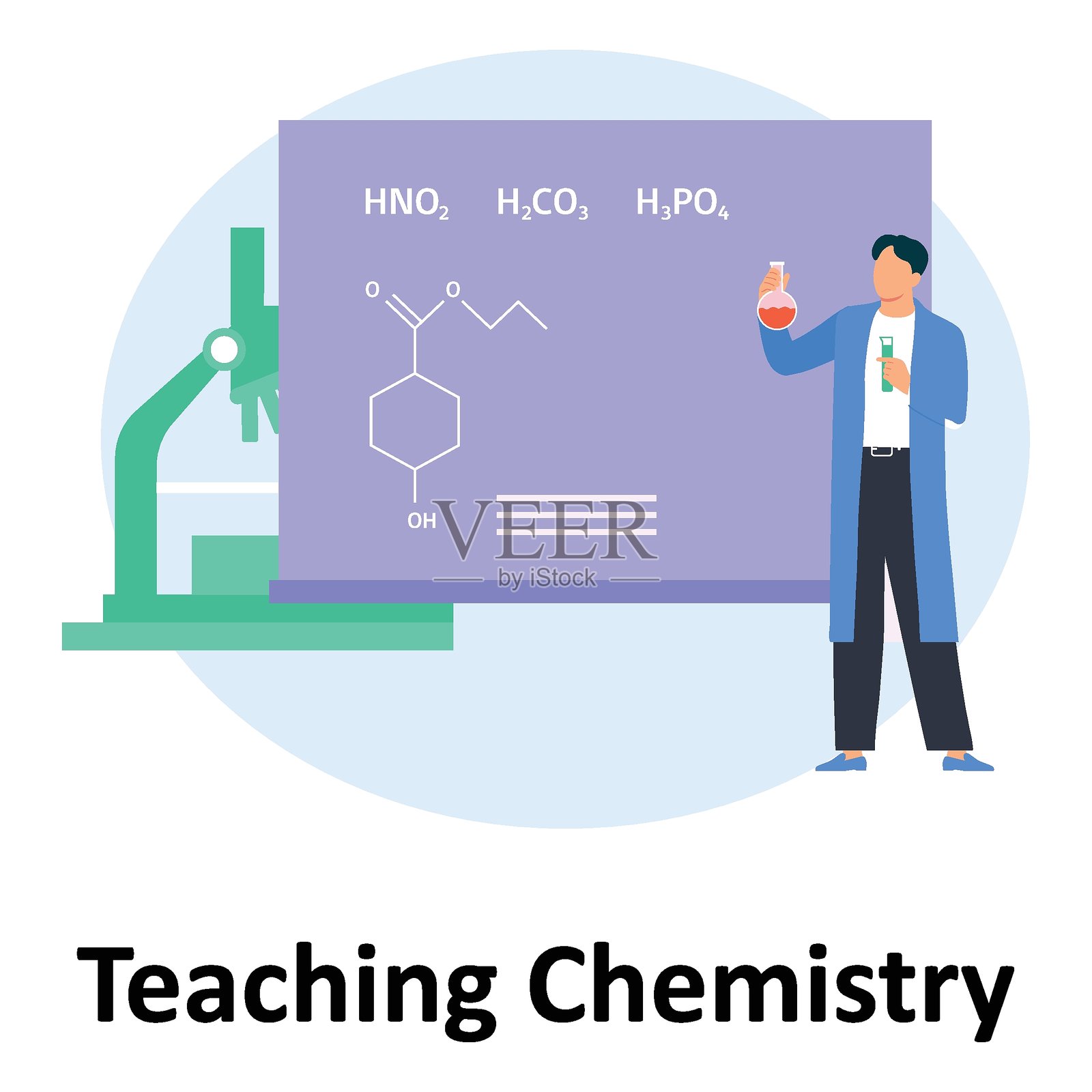 可轻松修改或编辑的化学课堂教学矢量插图插画图片素材