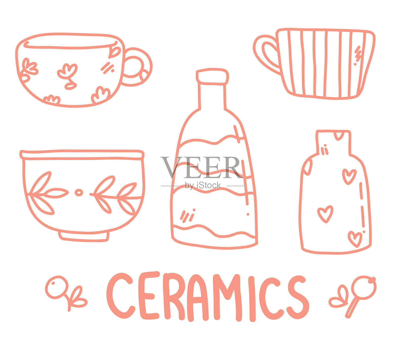 陶瓷餐具套装插画图片素材