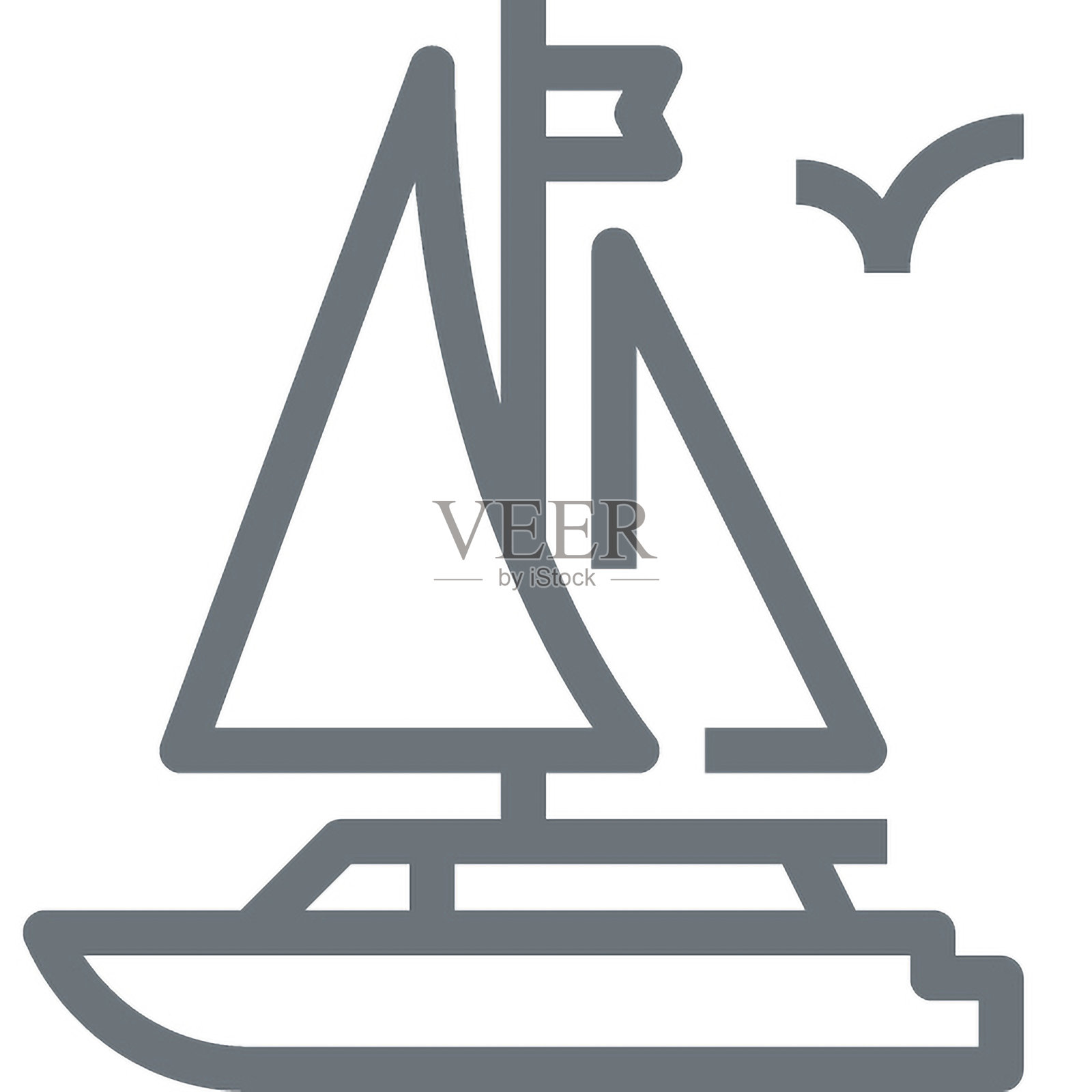 游艇扁平线条网页图标概念插画图片素材