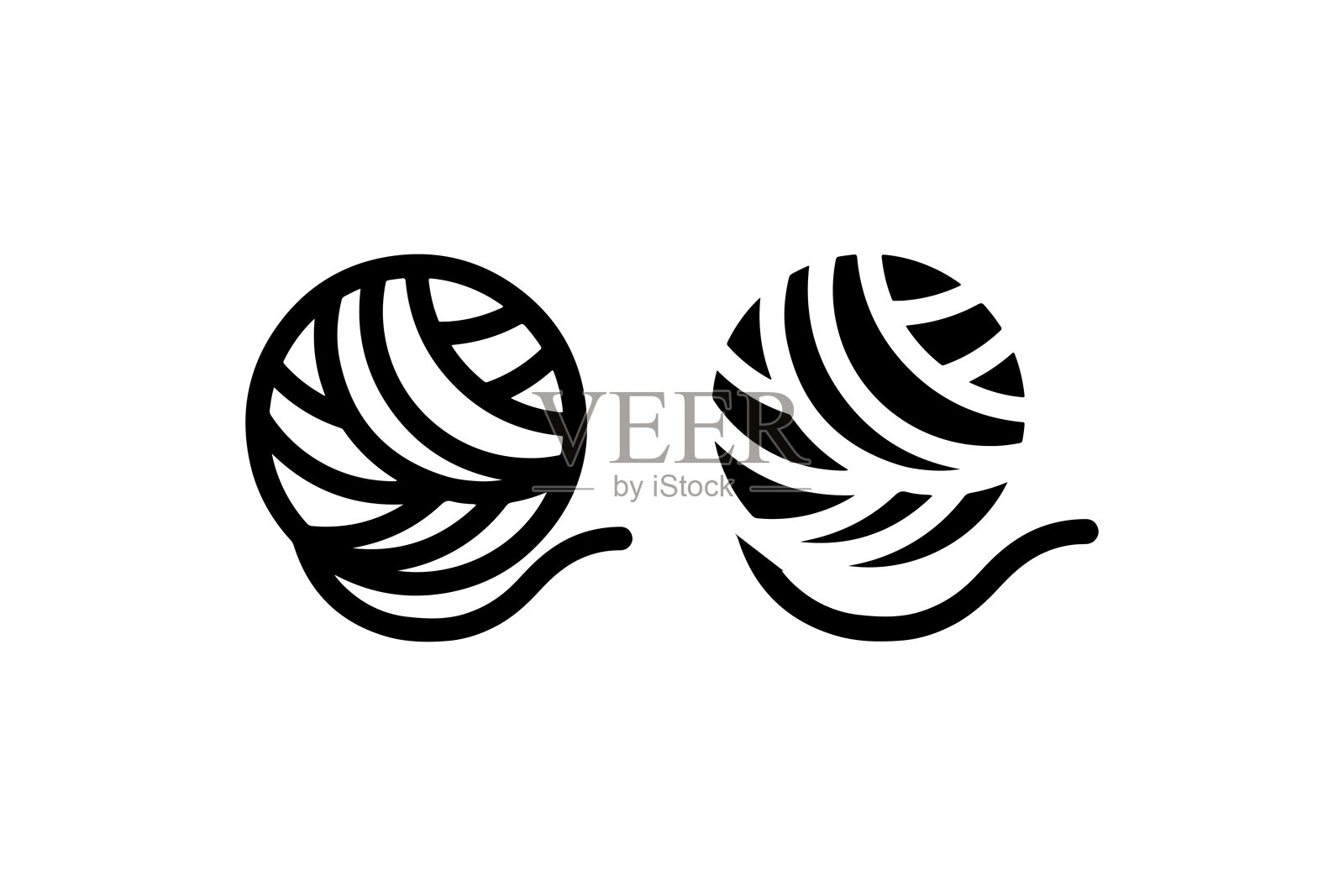 黑白毛线球图标 矢量图插画图片素材