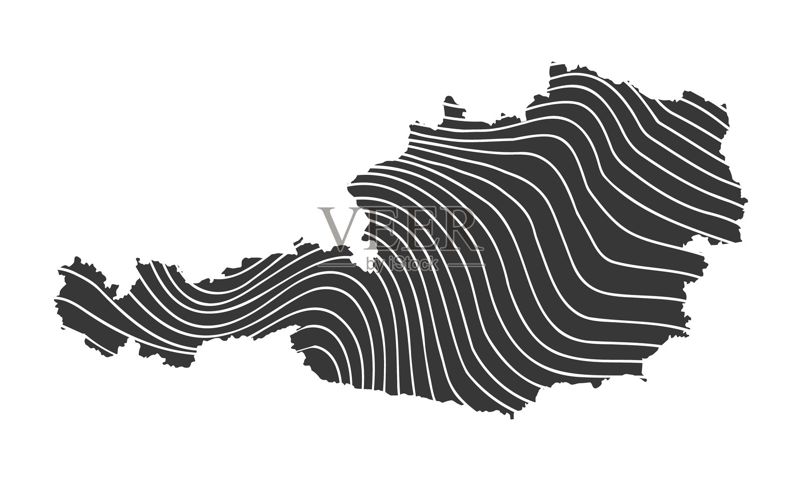 带波浪图案的奥地利抽象地图插画图片素材