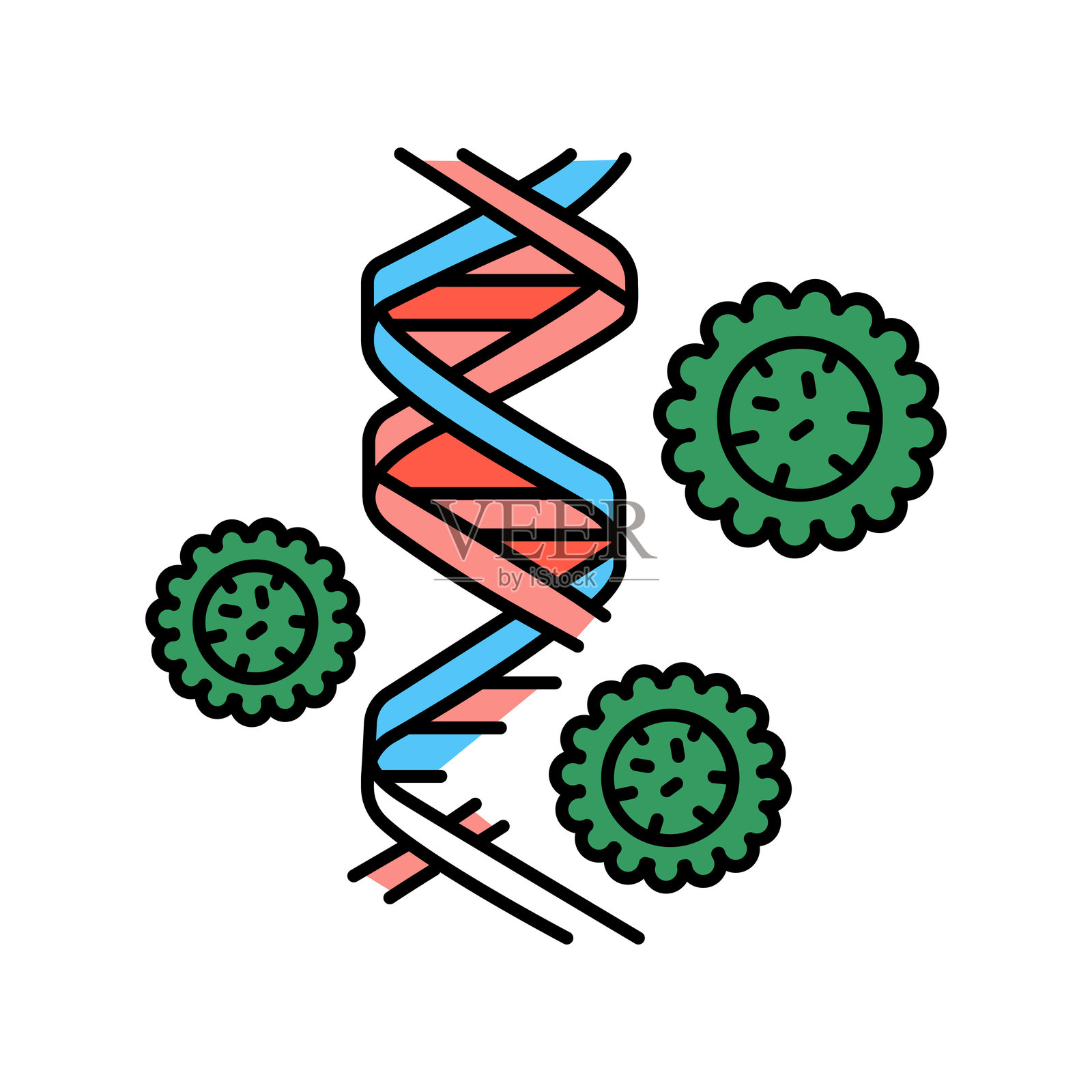 再生医学彩色扁平图标。插画图片素材