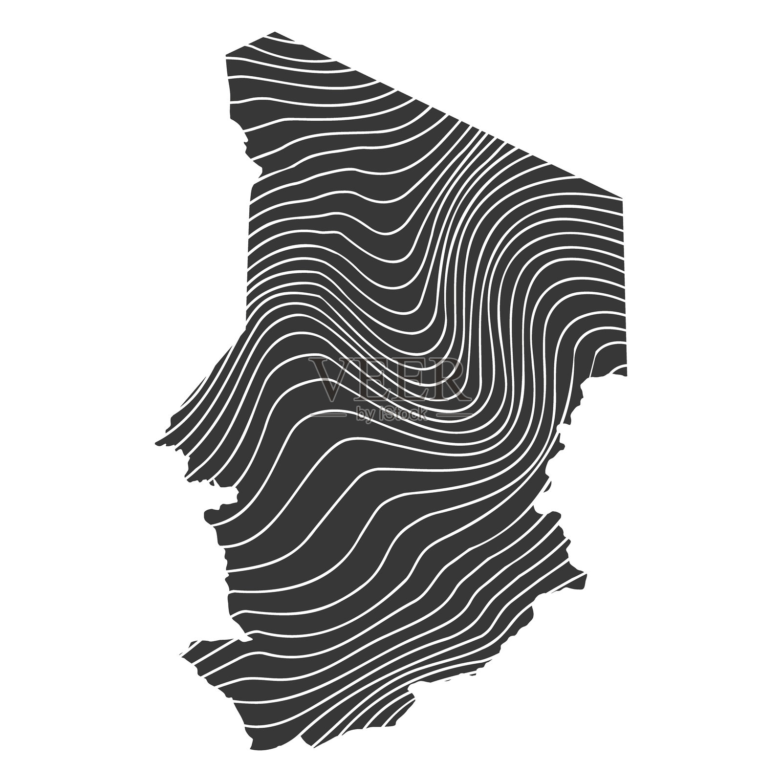 带有波浪图案的乍得抽象地图插画图片素材