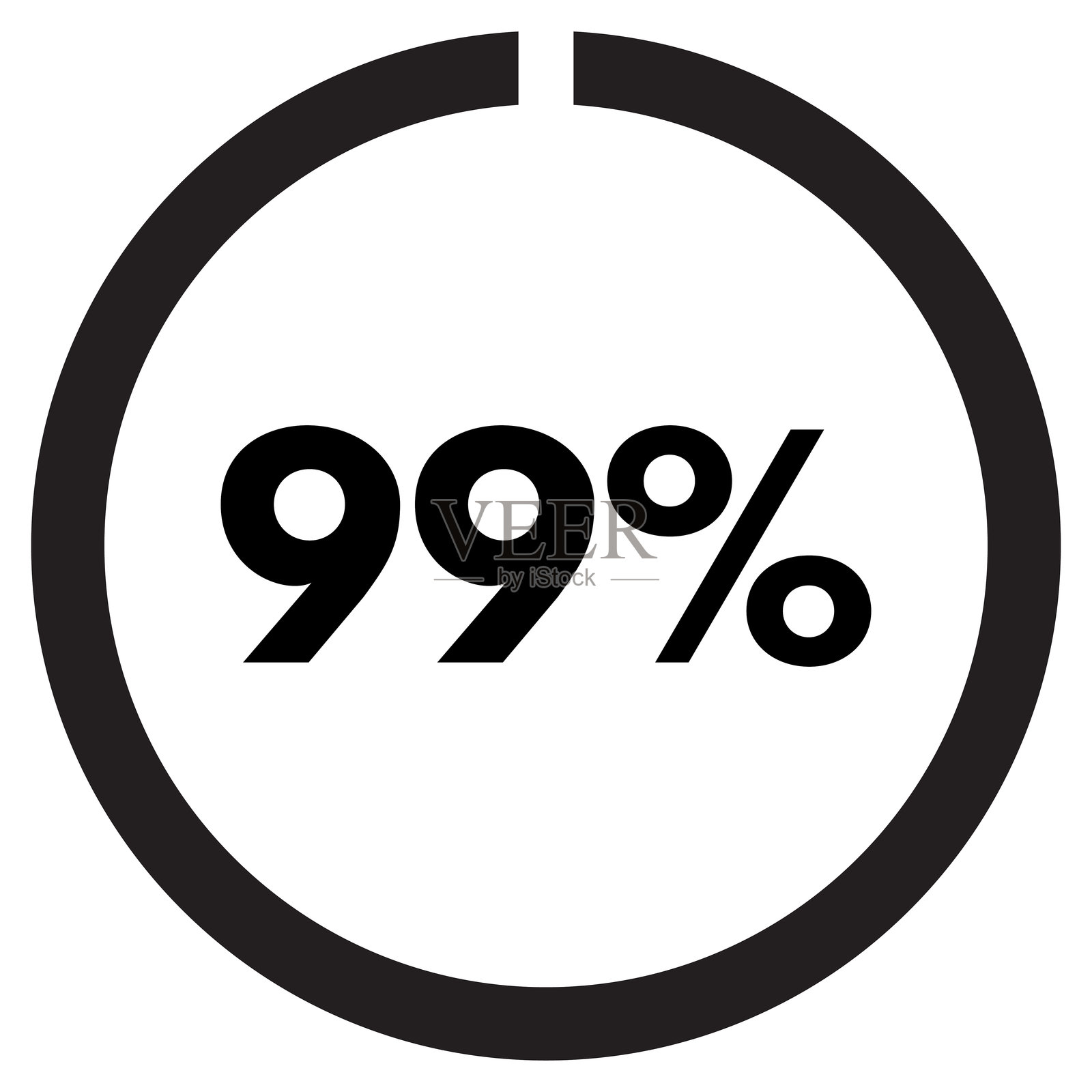 99%加载圆圈图标，孤立在白色背景上。加载数据圆圈图标。矢量插图。插画图片素材
