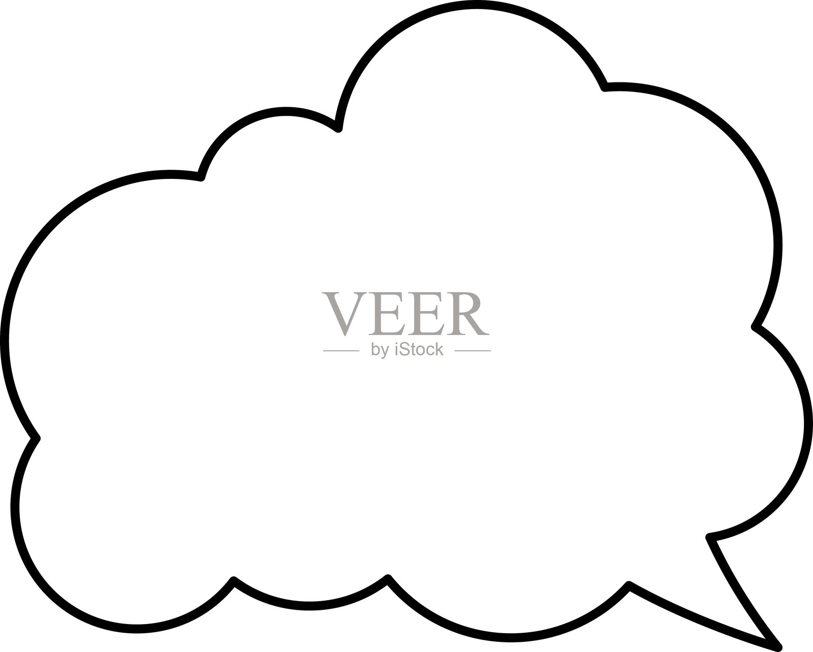 空白白色对话气泡。扁平设计的对话框、消息框图标。气球涂鸦风格的思考符号。插画图片素材