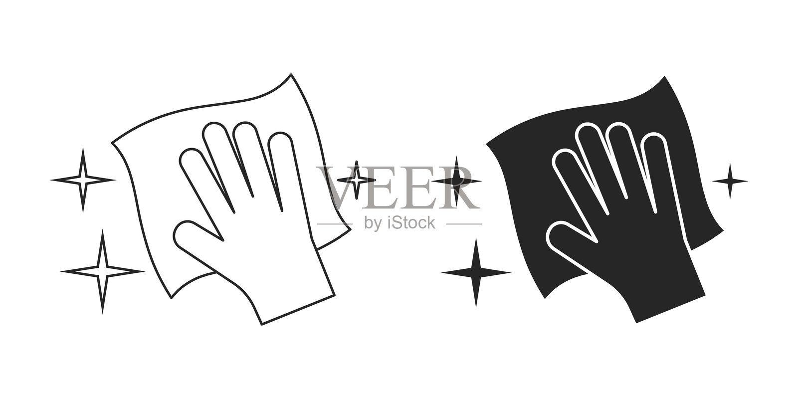 清洁黑色图标集。插画图片素材