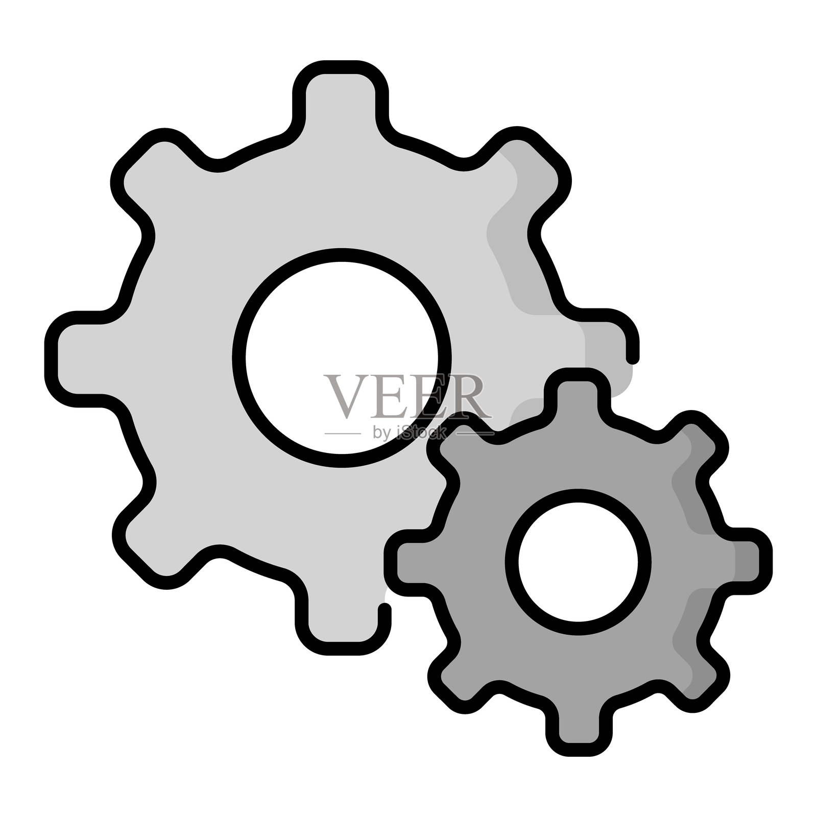 齿轮系统，较小的齿轮代表系统设置、配置管理、流程优化和技术调整插画图片素材