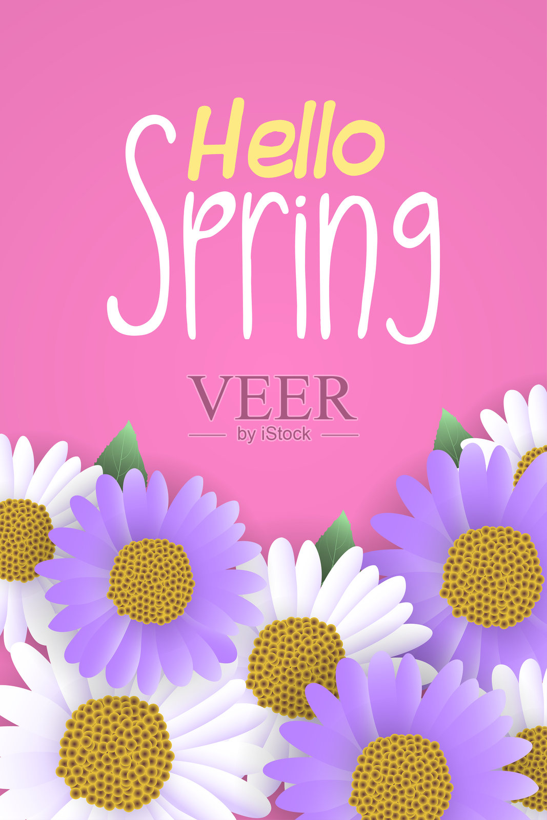 春天的背景与五彩缤纷的花朵插画图片素材