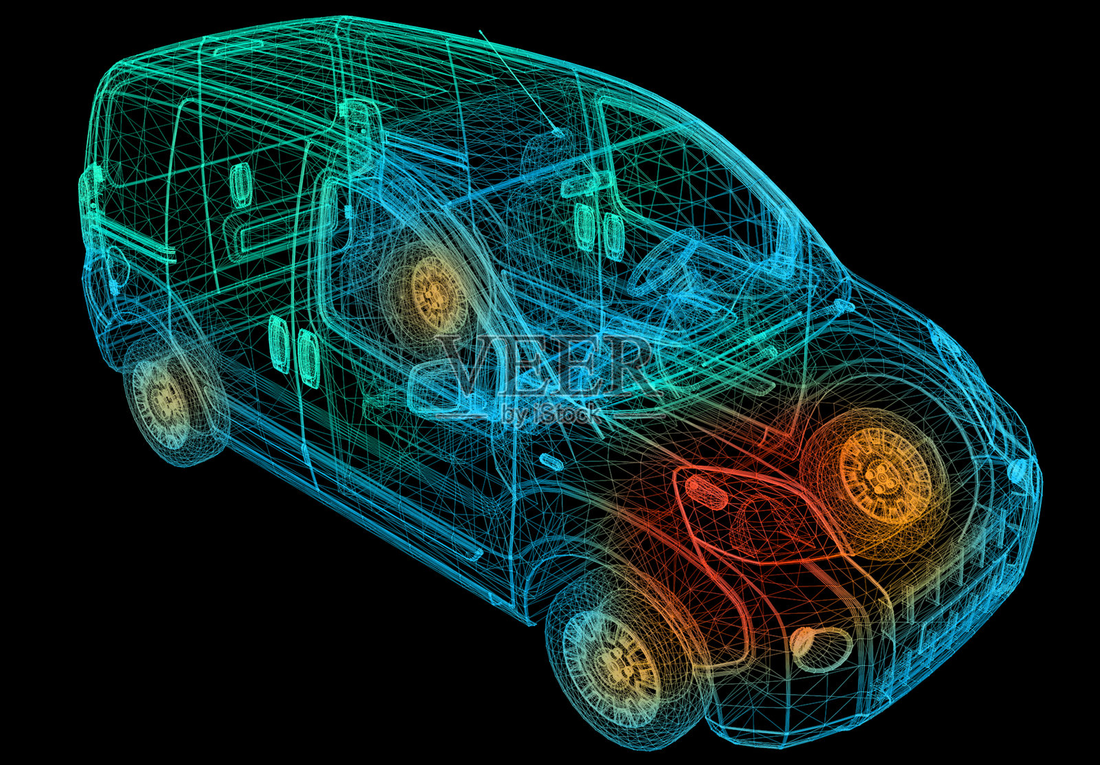 迷你厢式车模型的热图照片摄影图片