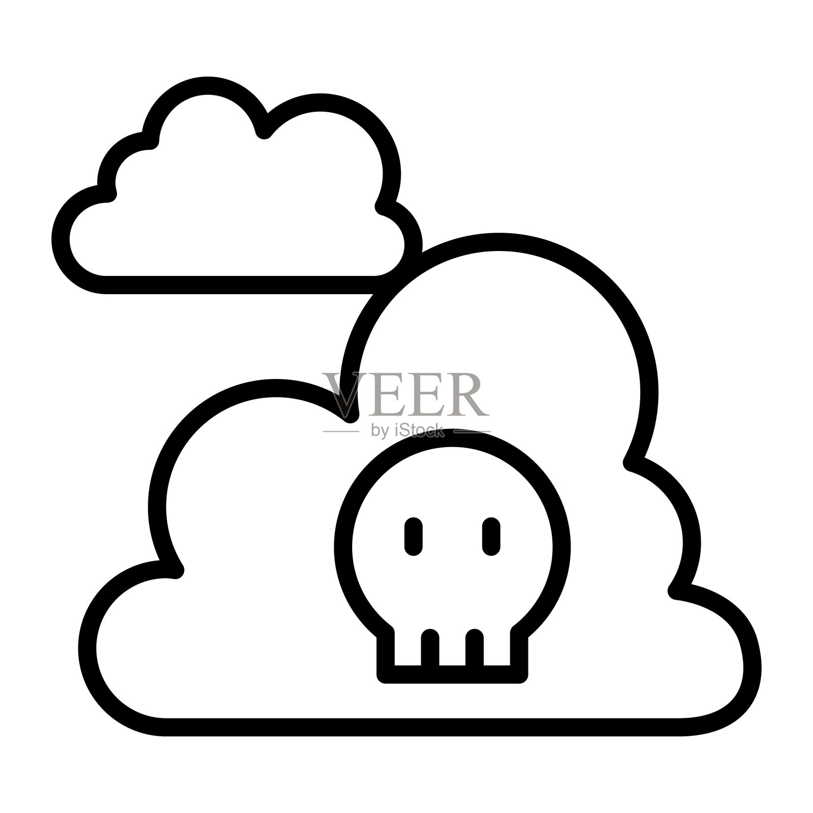 空气污染图标,细线风格