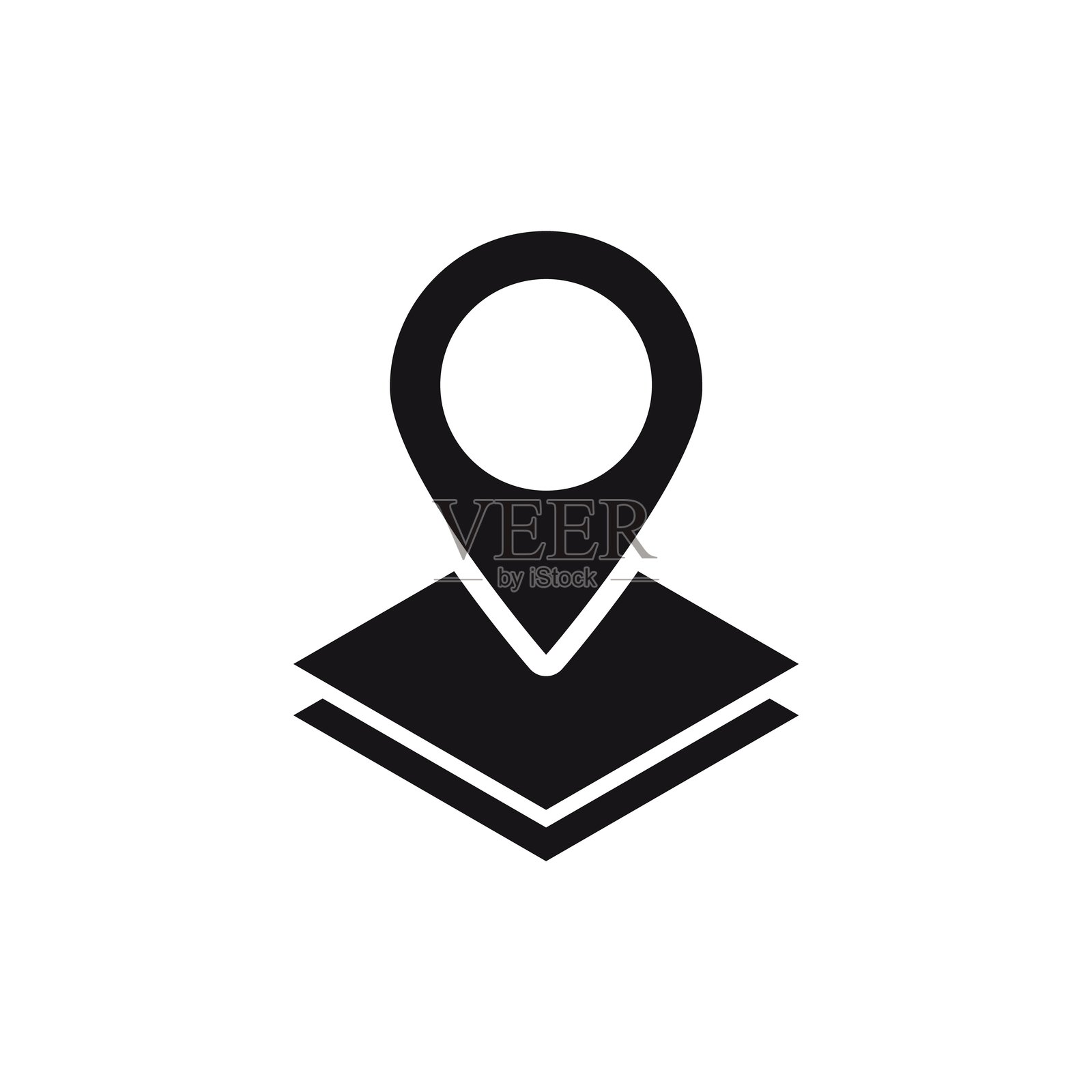 简化的地图图钉图标，突出地理位置和导航功能插画图片素材