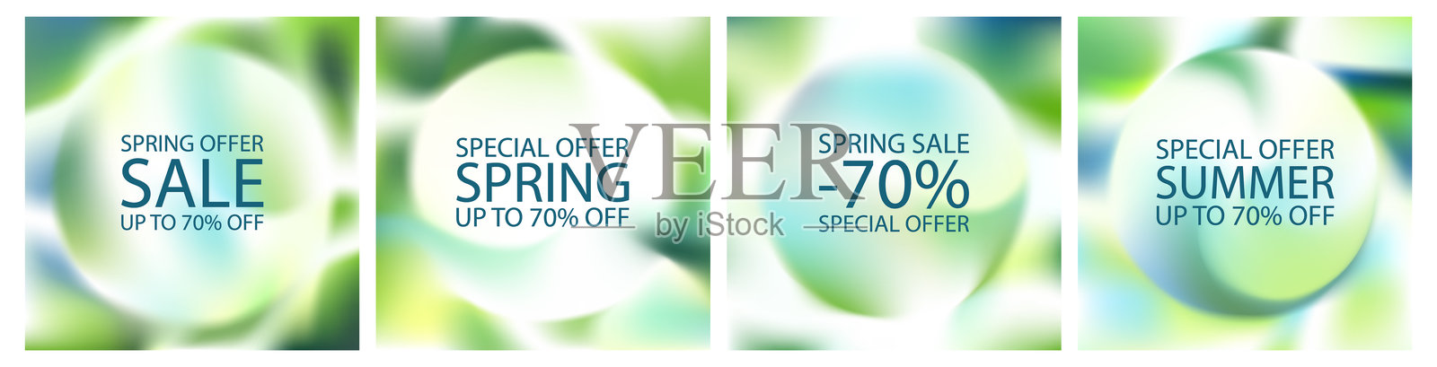 渐变光背景集。方形海报，有机绿色图案设计。柔和的阳光花园春夏展示模板。流体液体图形3D设计，柔和噪声网格生态社交横幅。插画图片素材