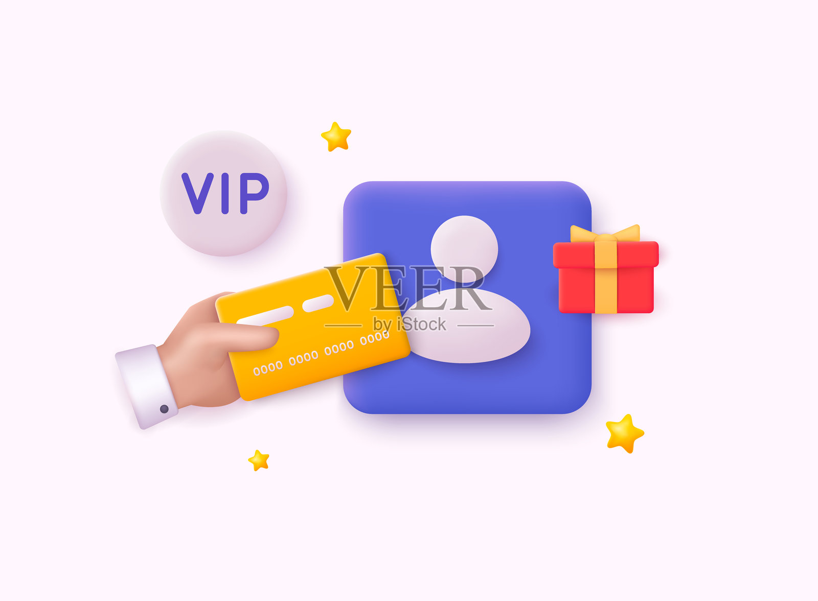 金色VIP卡设计模板。3D网页矢量插图。插画图片素材