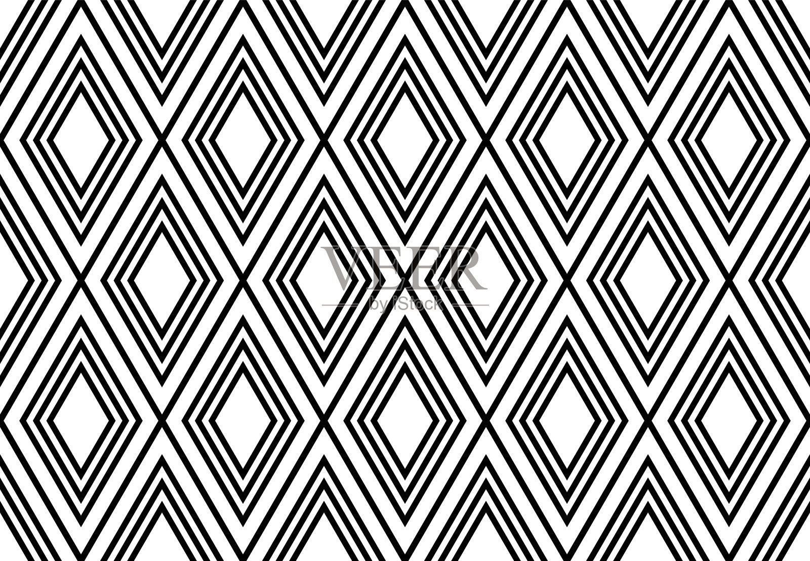 无缝几何黑白菱形图案。插画图片素材