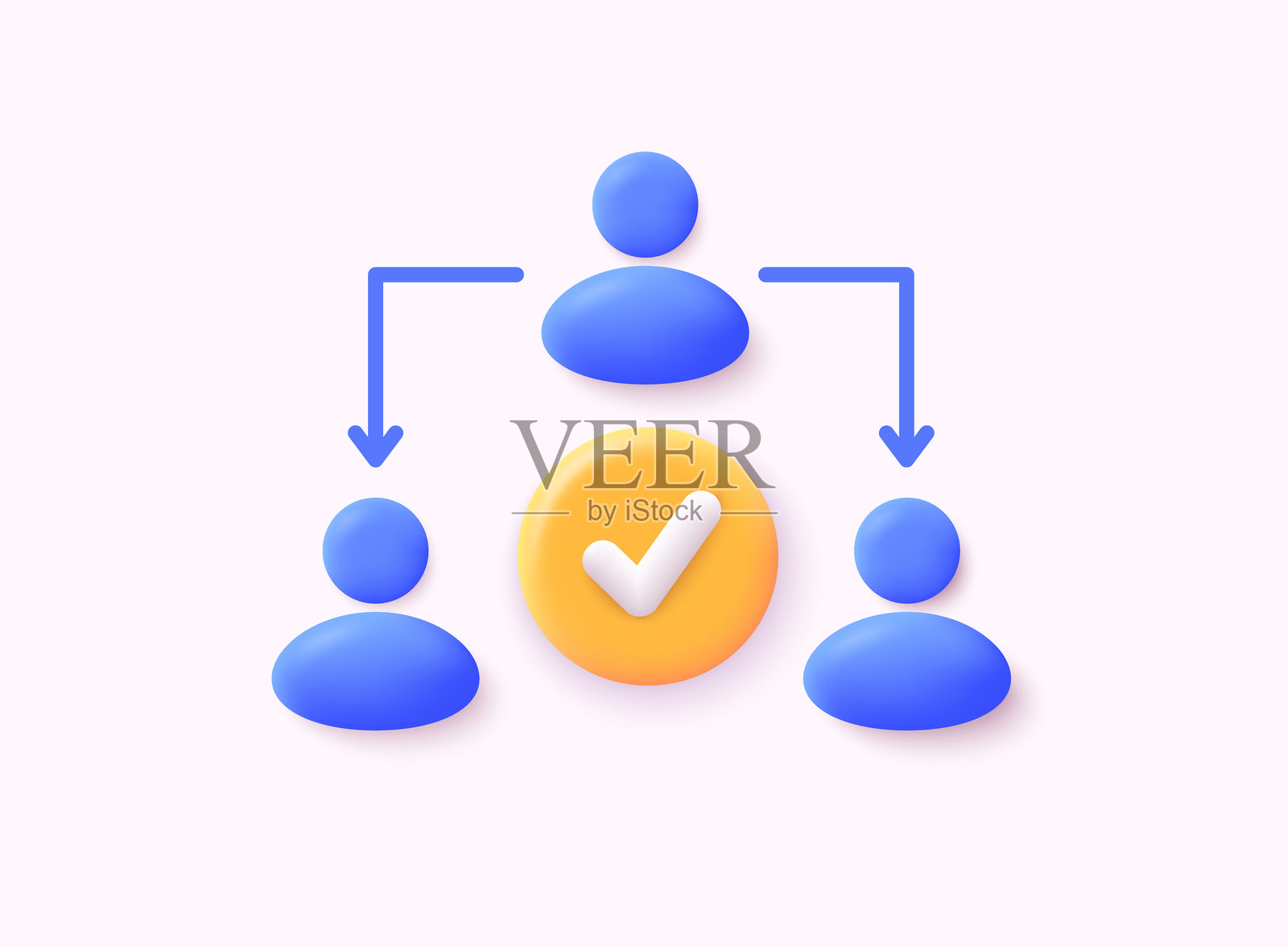 商业或组织管理图标。经理和团队合作策略的概念。3D网页矢量插图。插画图片素材