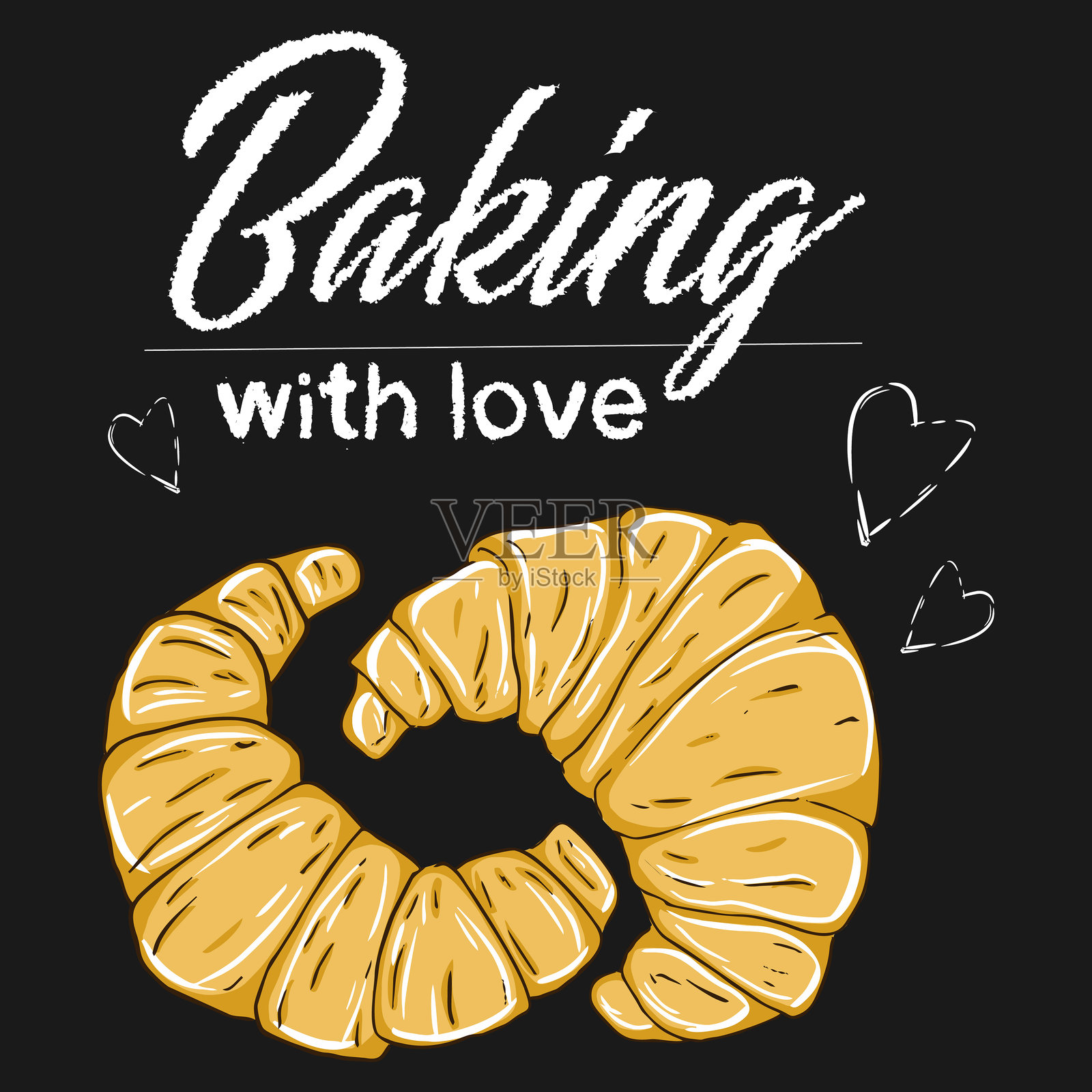 用爱烘焙的贝果海报。插画图片素材