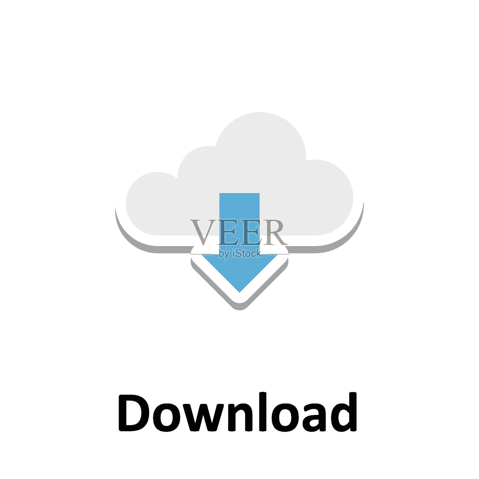 下载，云下载矢量图标，易于修改或编辑插画图片素材