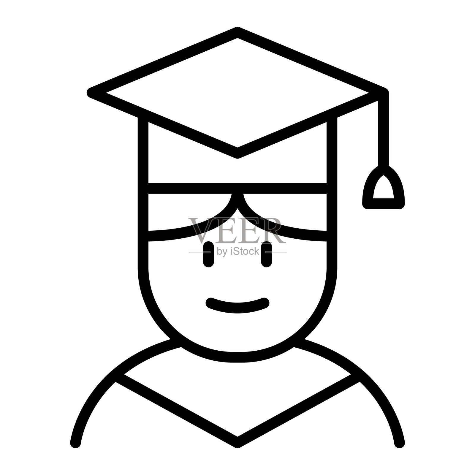 细线风格的毕业图标插画图片素材