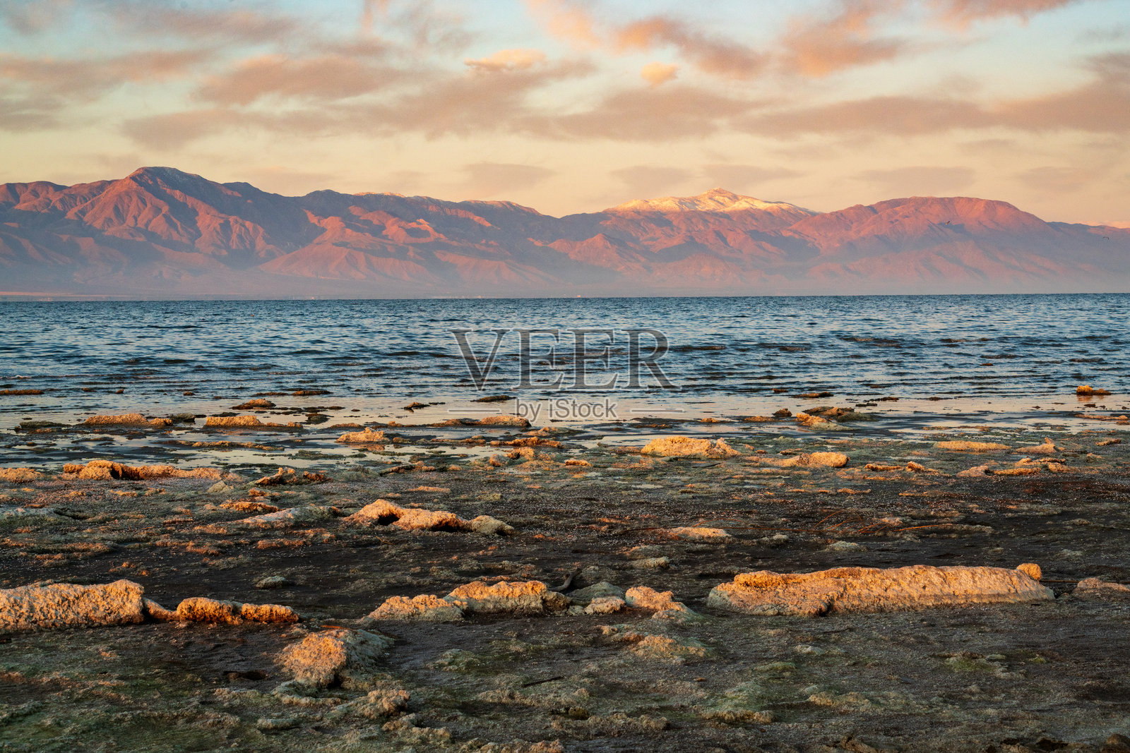 萨尔顿海的日落照片摄影图片
