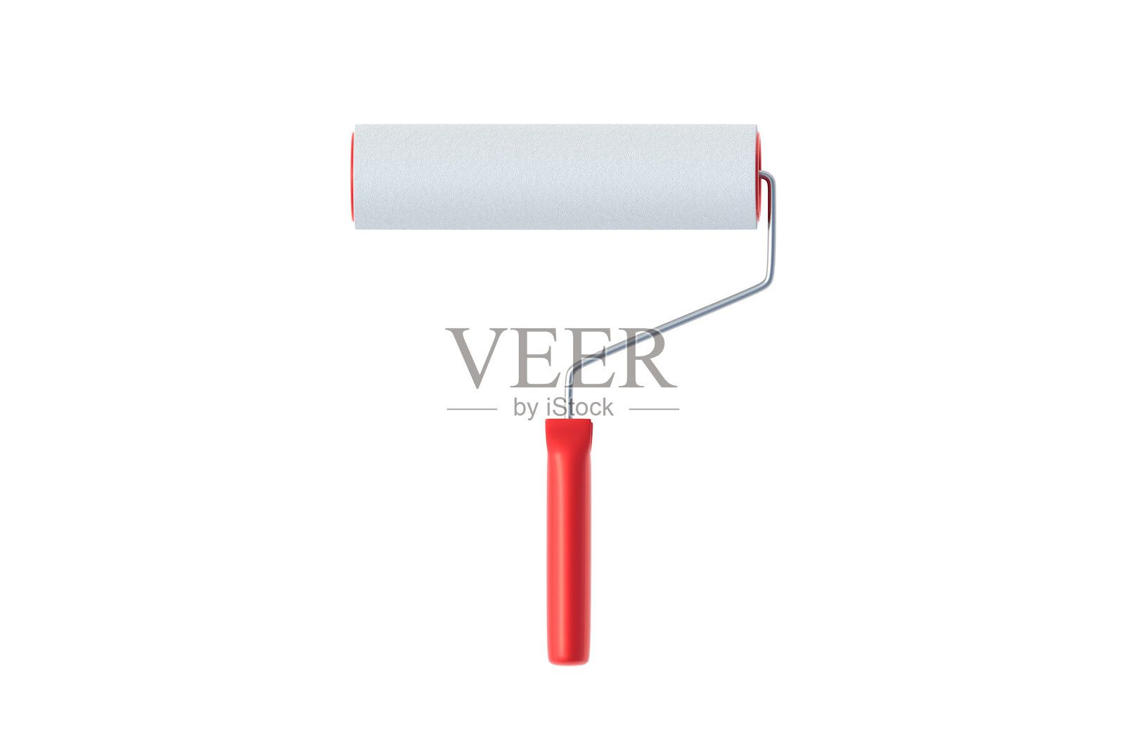 单个油漆滚筒孤立在白色背景上。俯视图。3D渲染照片摄影图片