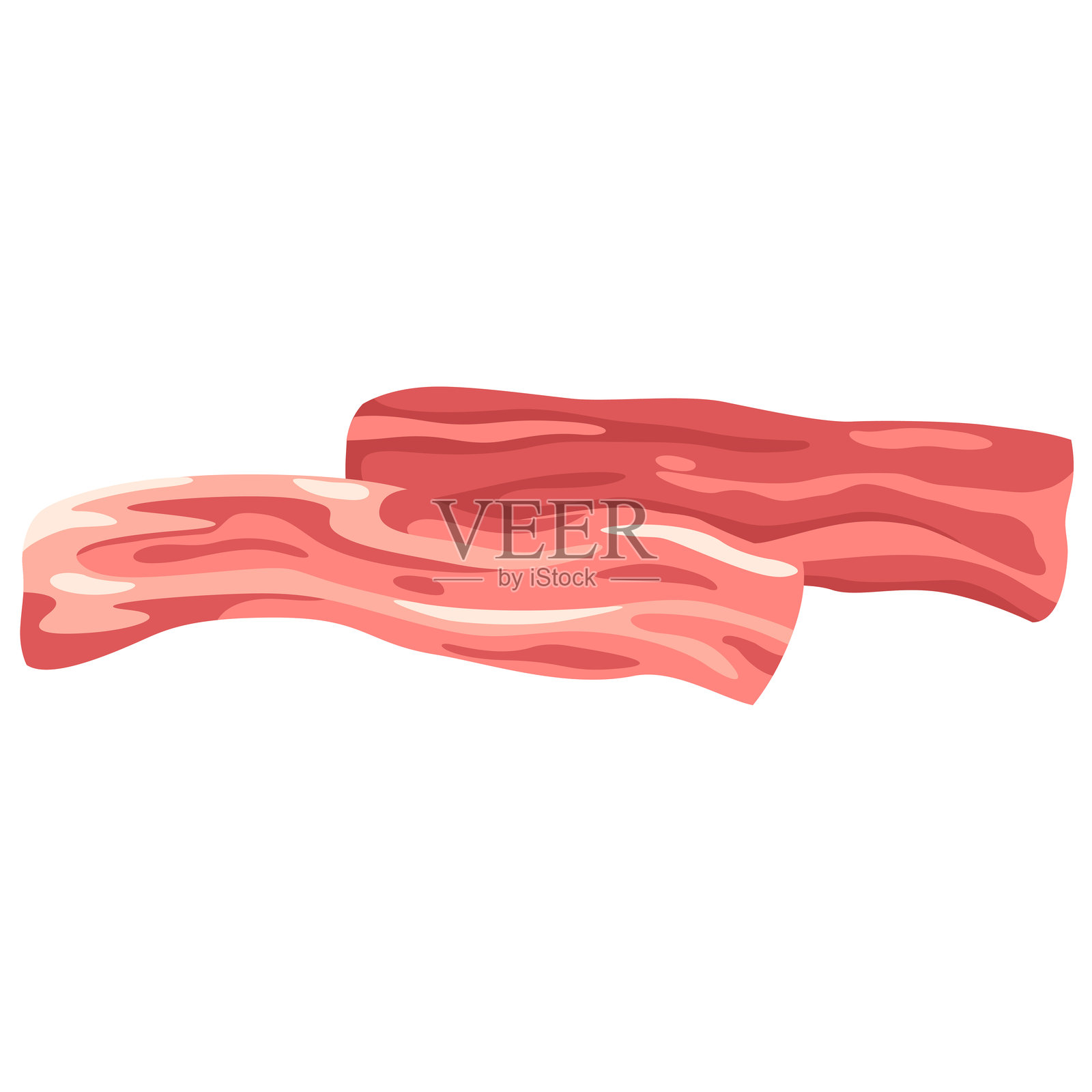 白色背景上的肥猪肉肚插图插画图片素材