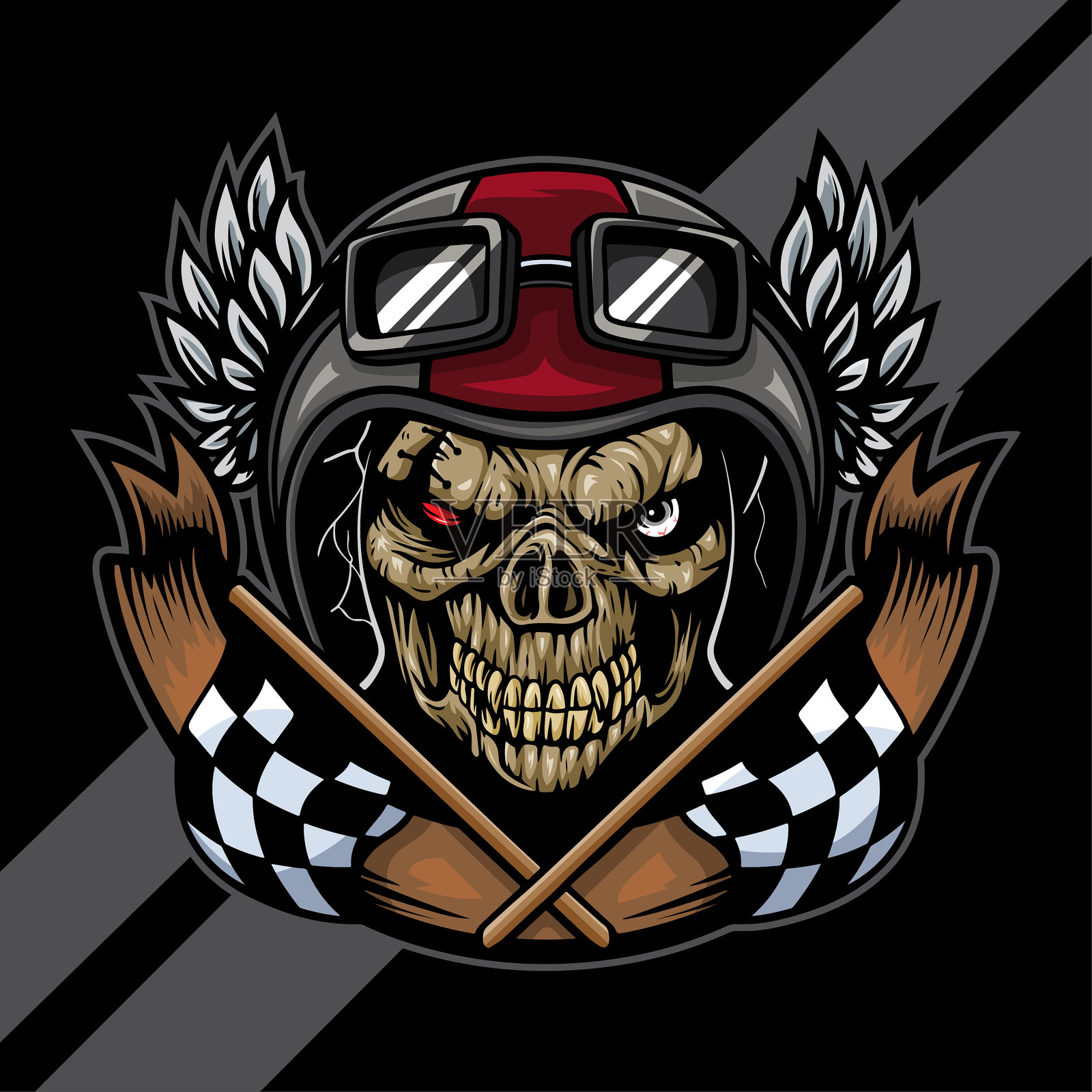 骷髅僵尸骑士电竞吉祥物logo设计插画图片素材