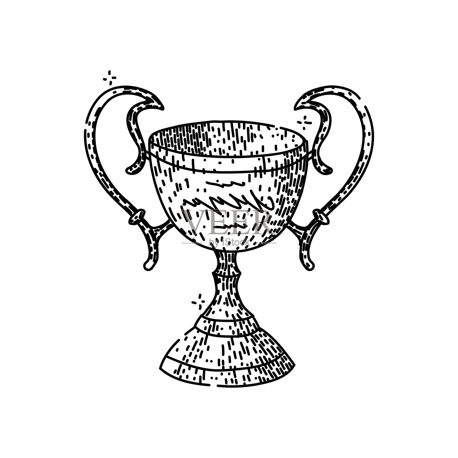 胜利奖杯素描手绘矢量图
