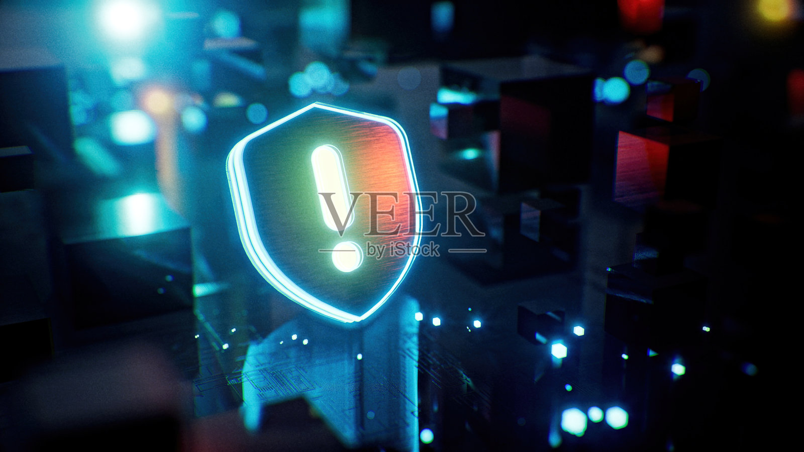 网络安全、数据网络和现代技术安全背景。数字盾牌图标保护与安全概念。照片摄影图片