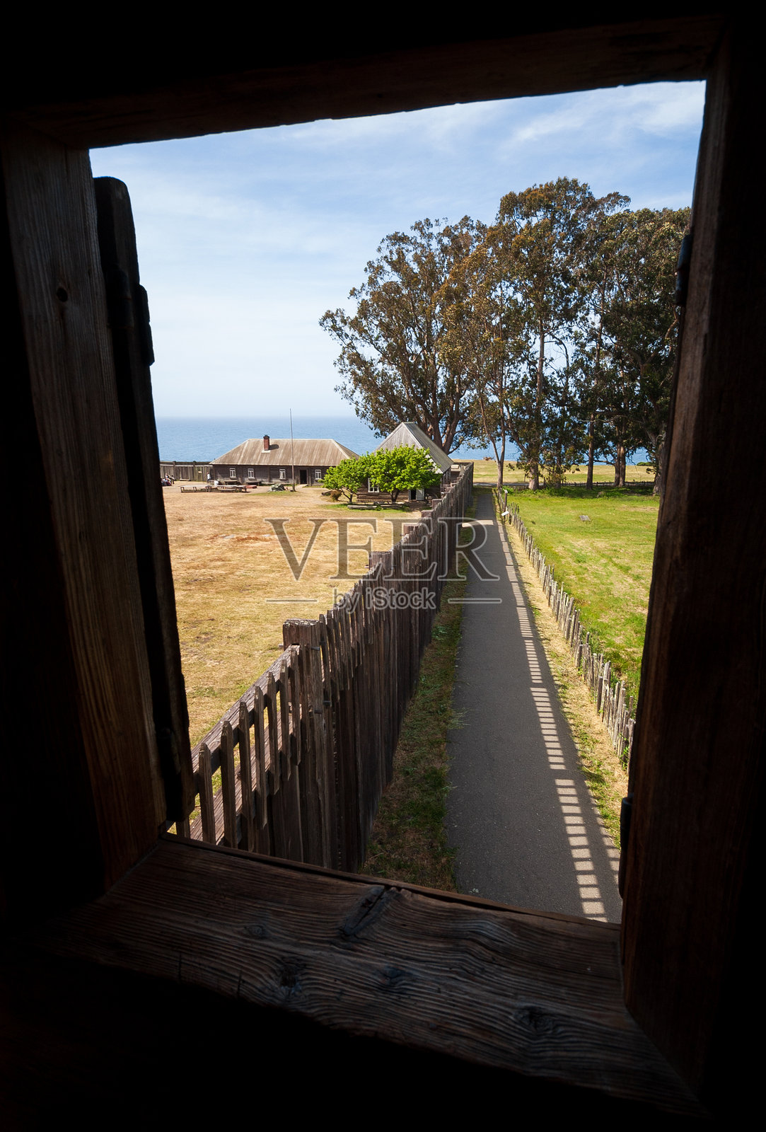 围栏保护，福特罗斯州立历史公园照片摄影图片